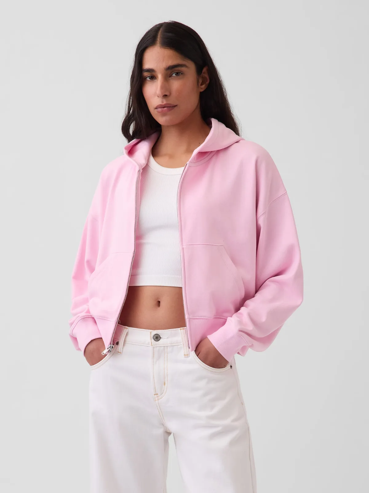 VintageSoft Terry Oversized Wedge Zip Hoodie by Gap