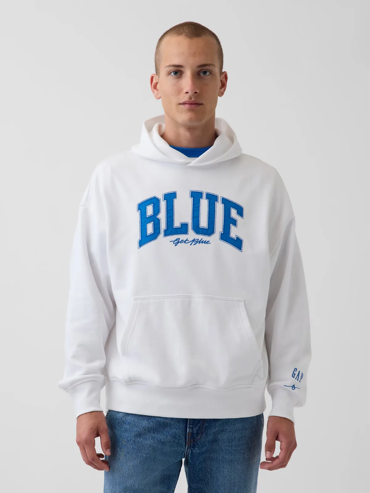Get Blue Heavyweight French Terry Logo Hoodie by Gap