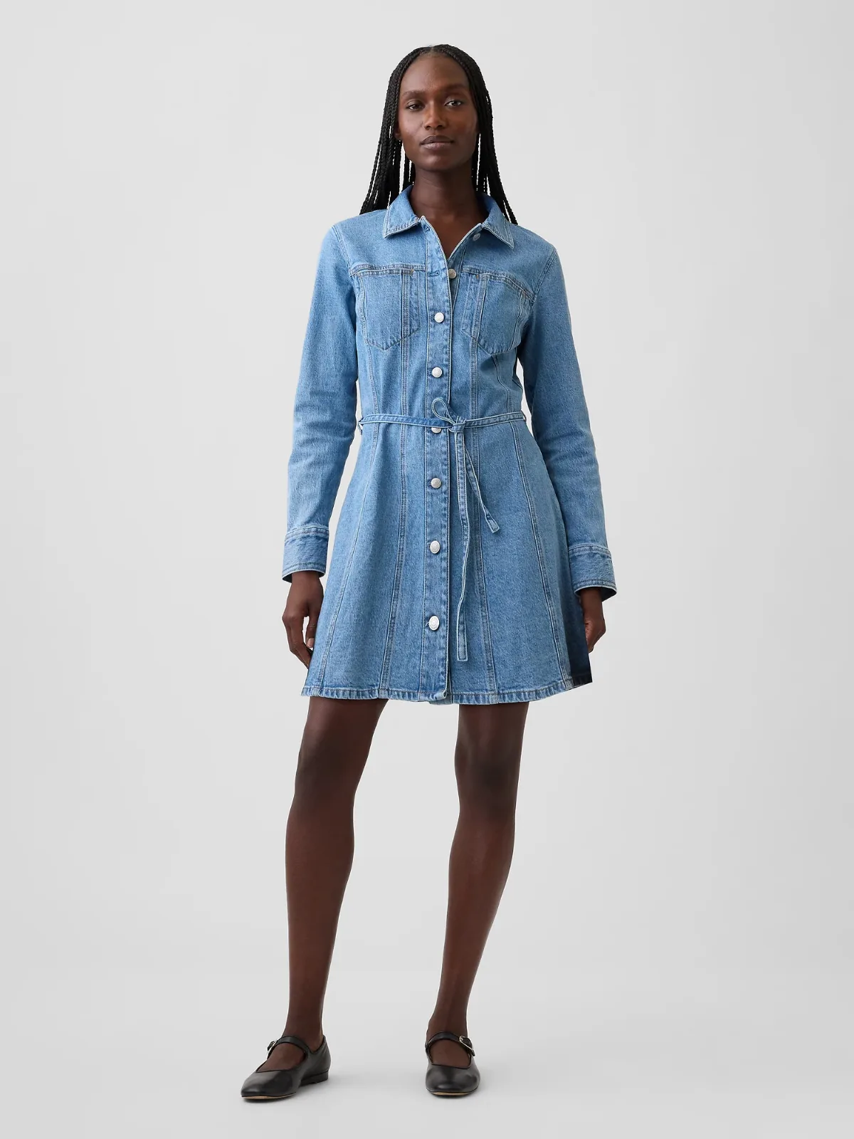 Denim Button-Front Mini Dress by Gap