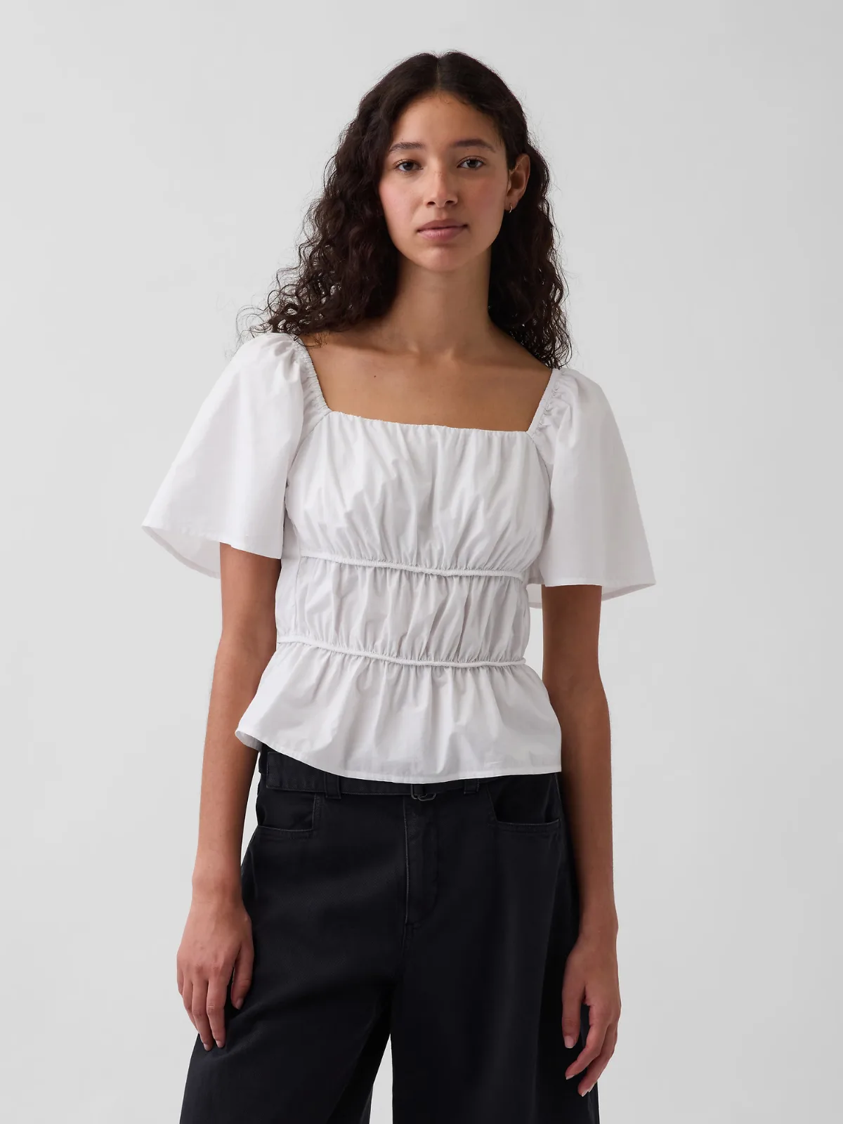 Square-Neck Peplum Top by Gap