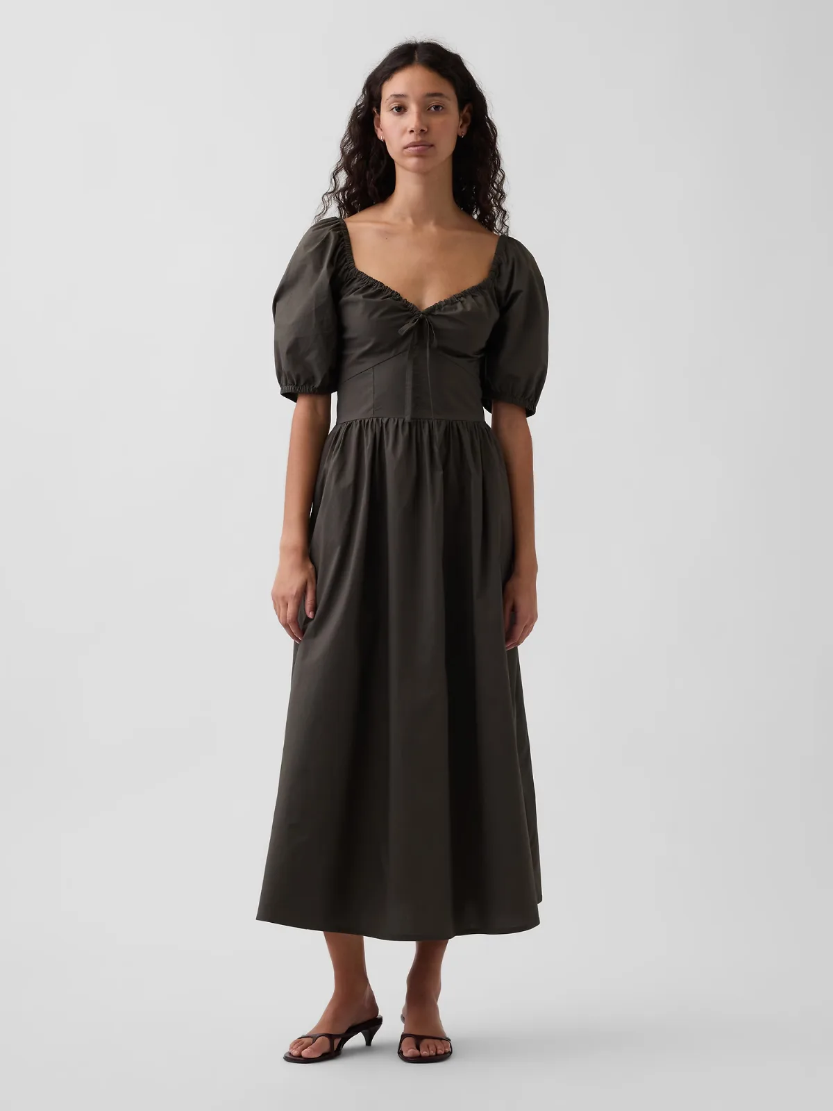 Puff-Sleeve Corset Maxi Dress by Gap