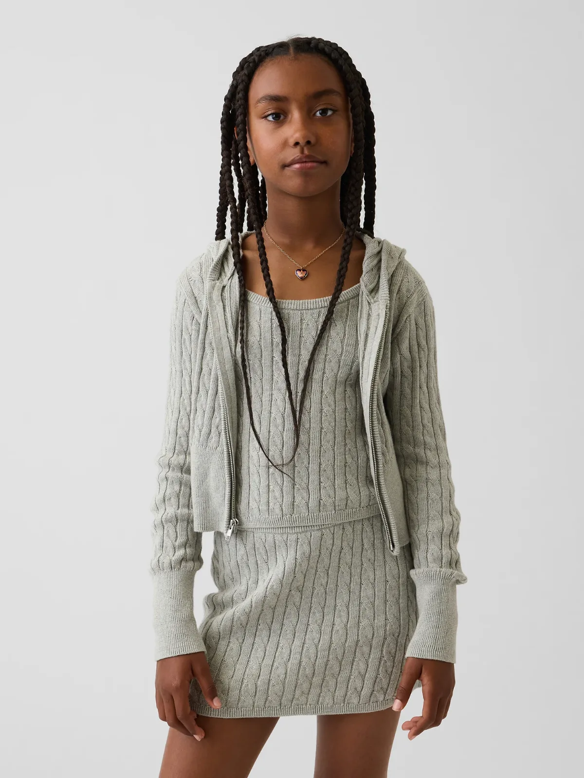 100% Cotton Cable-Knit Sweater Zip Hoodie by Gap