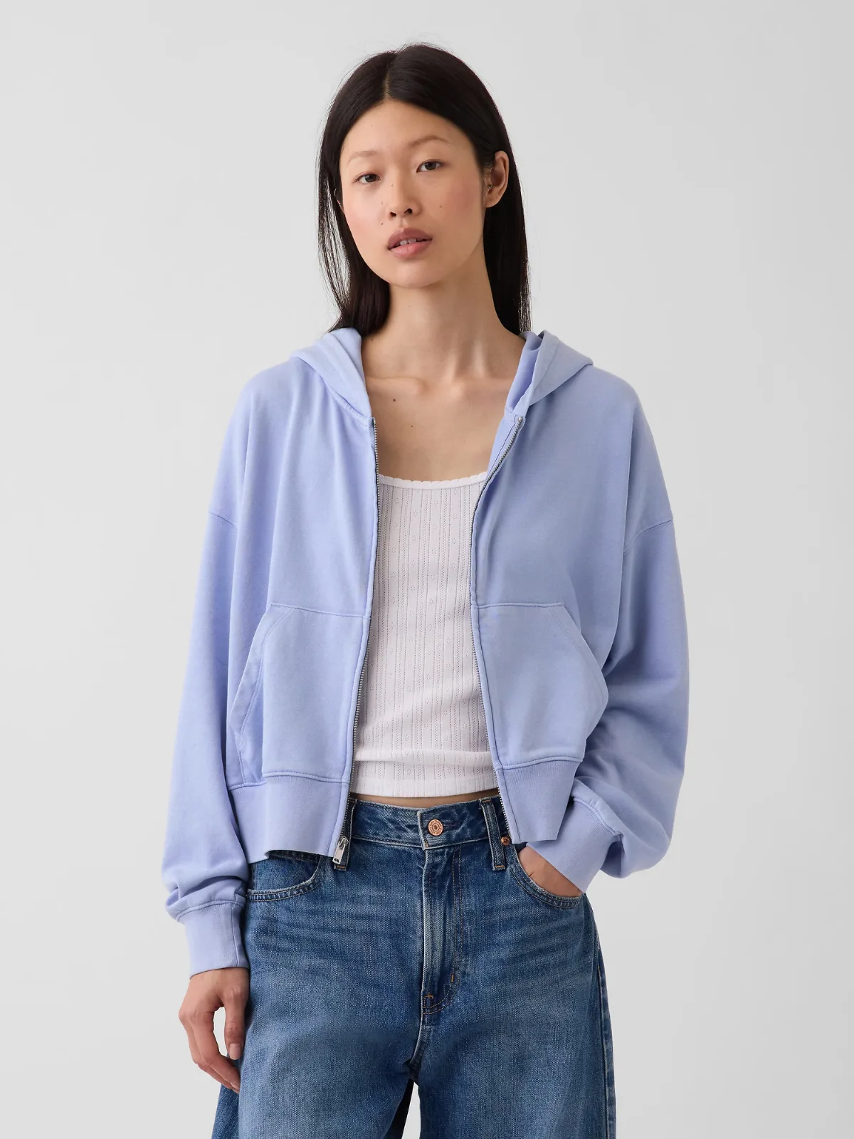 VintageSoft Terry Oversized Wedge Zip Hoodie by Gap