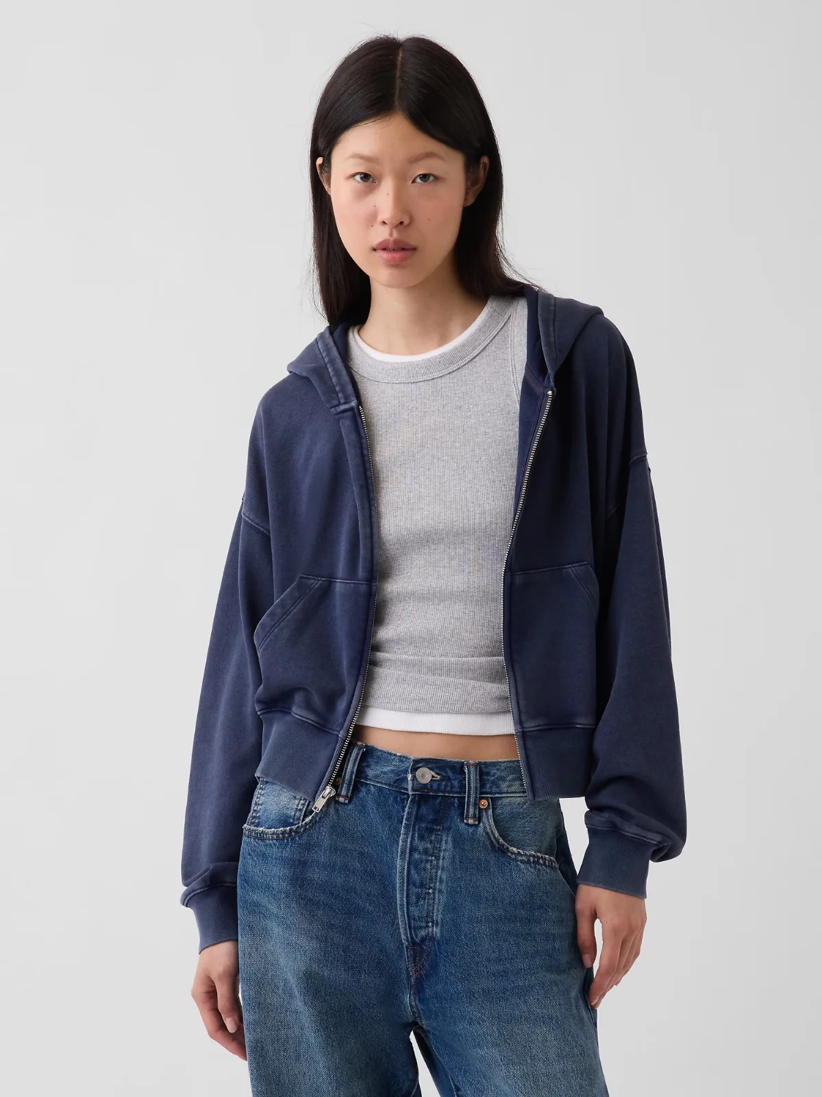 VintageSoft Terry Oversized Wedge Zip Hoodie by Gap