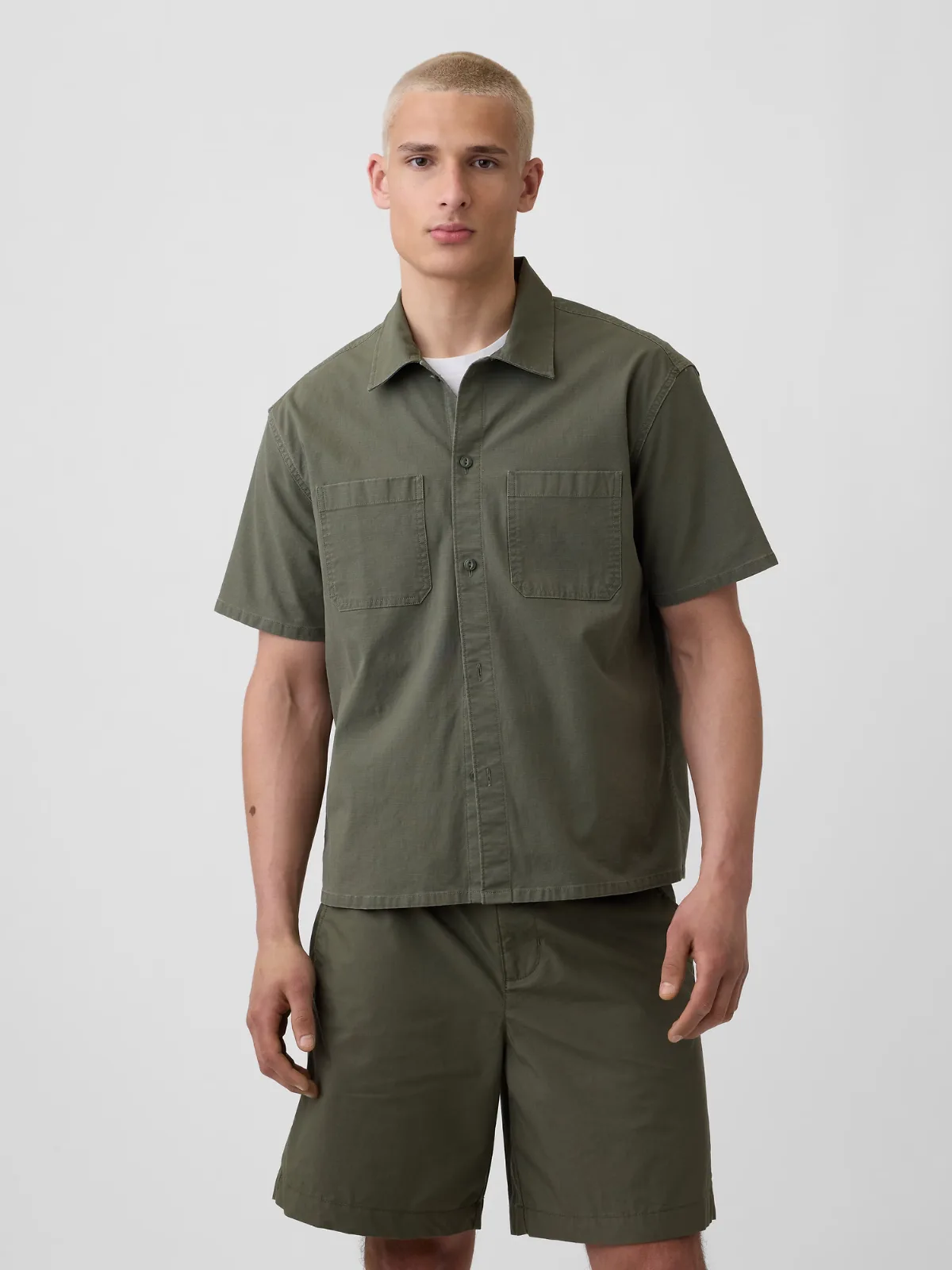 Relaxed Straight-Hem Utility Shirt by Gap