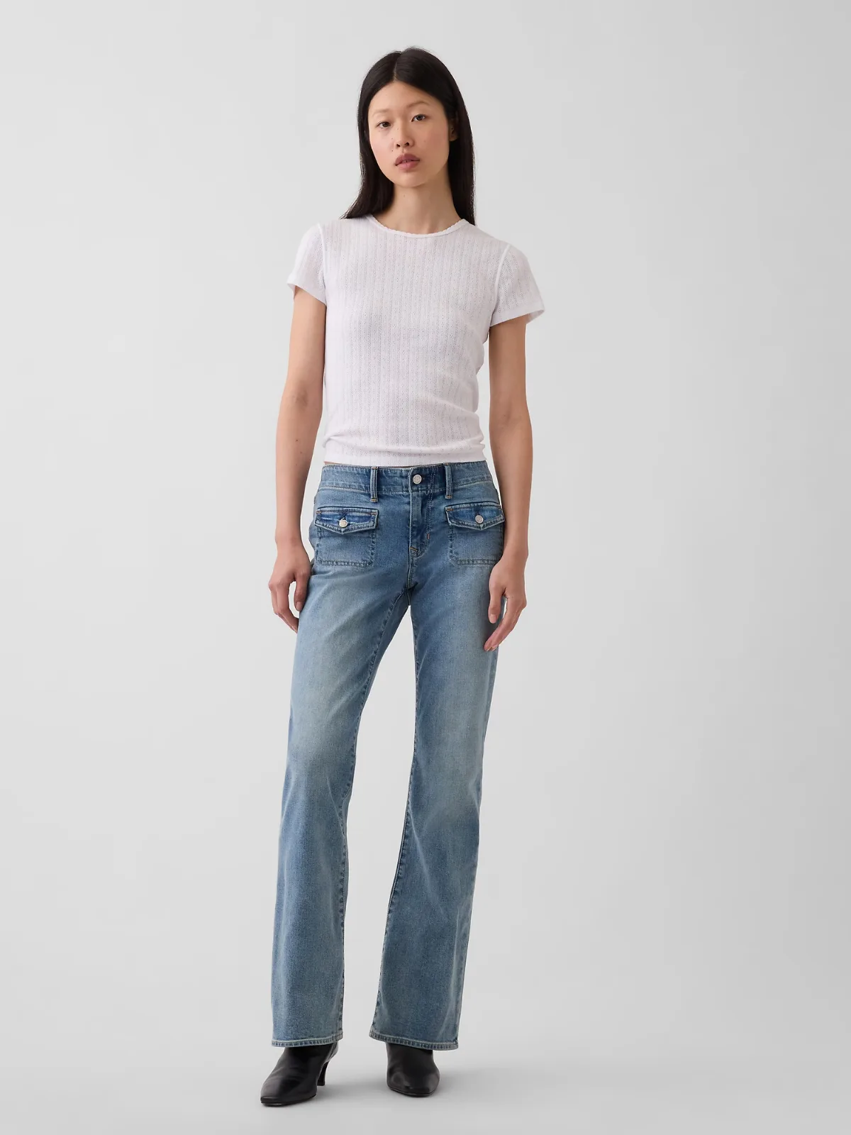 Low Rise Long & Lean Patch Pocket Jeans by Gap