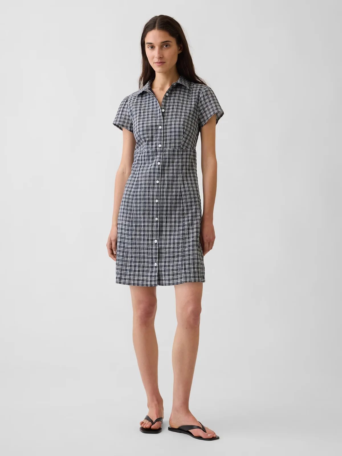 Empire-Waist Mini Shirtdress