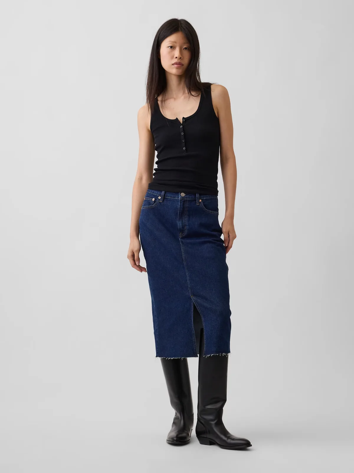Denim Midi Pencil Skirt by Gap