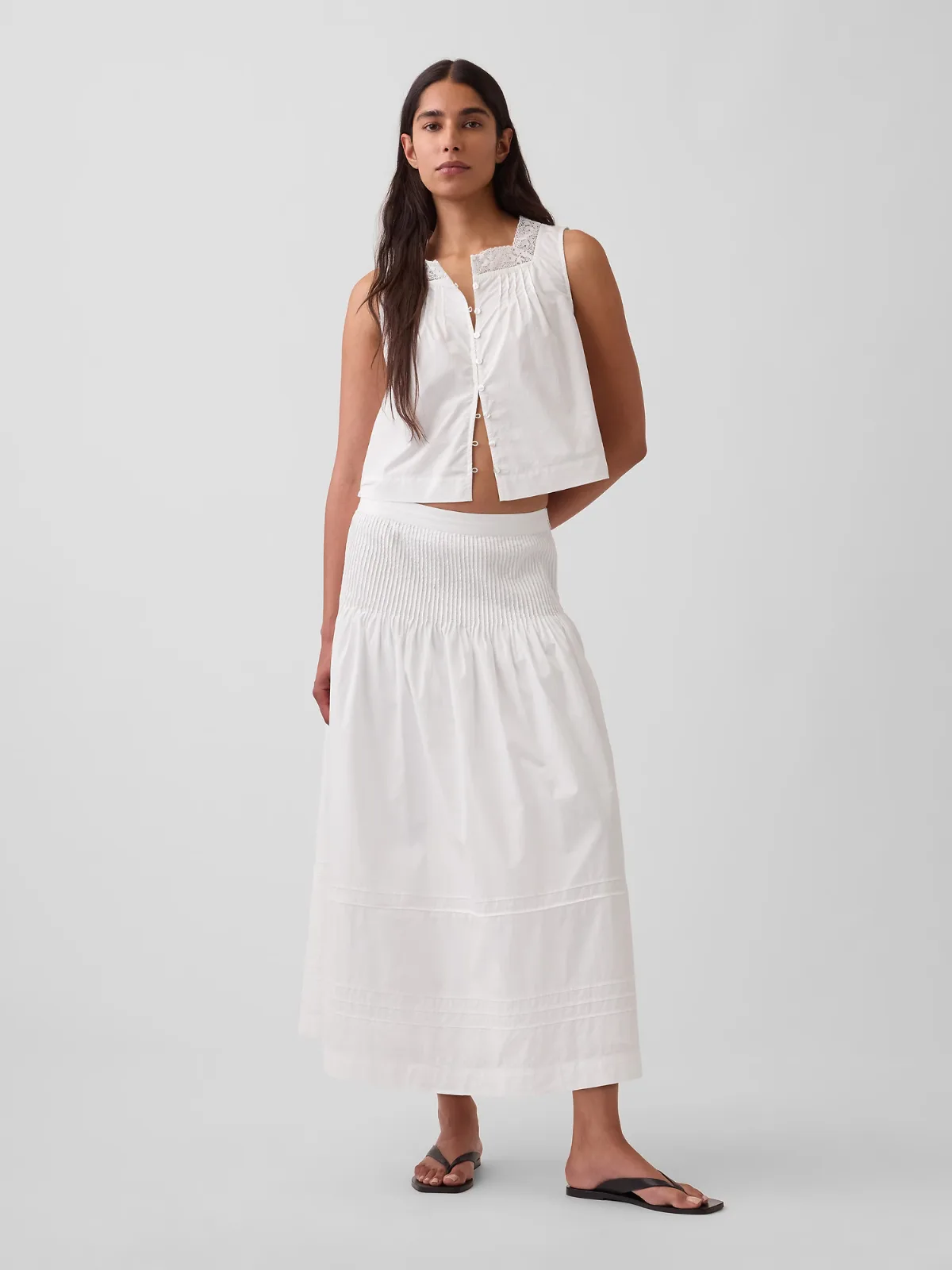 Poplin Pintuck Maxi Skirt by Gap