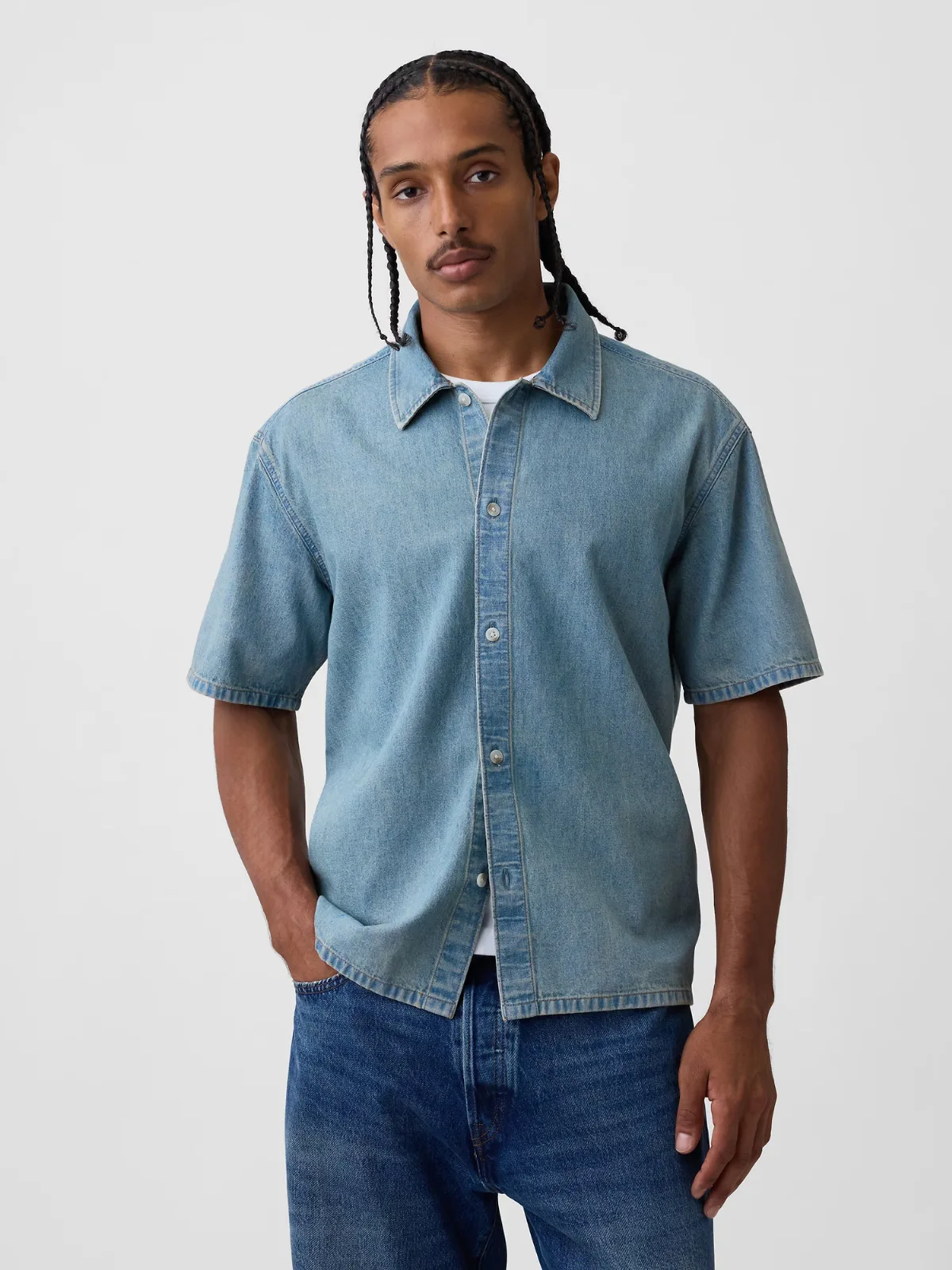 Denim Relaxed Shirt by Gap