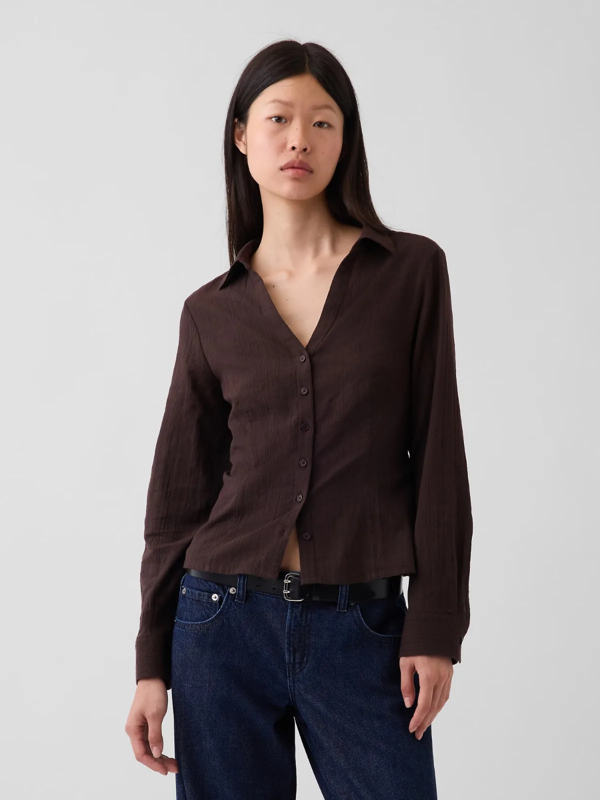 Textured Dobby Fitted Shirt by Gap