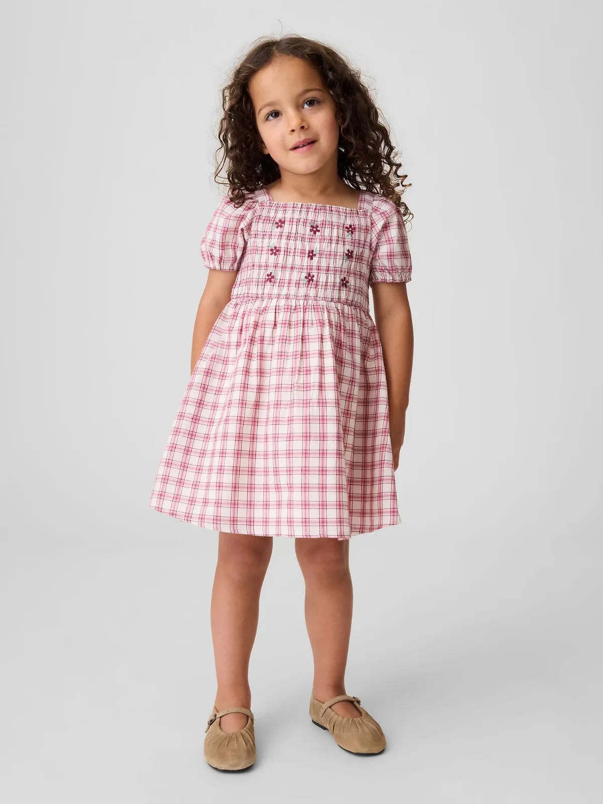 Smocked Plaid Dress by Gap