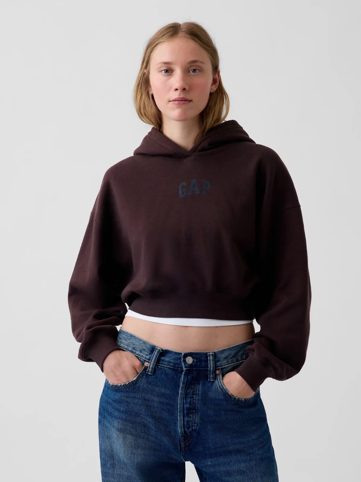 VintageSoft Crop Logo Hoodie by Gap
