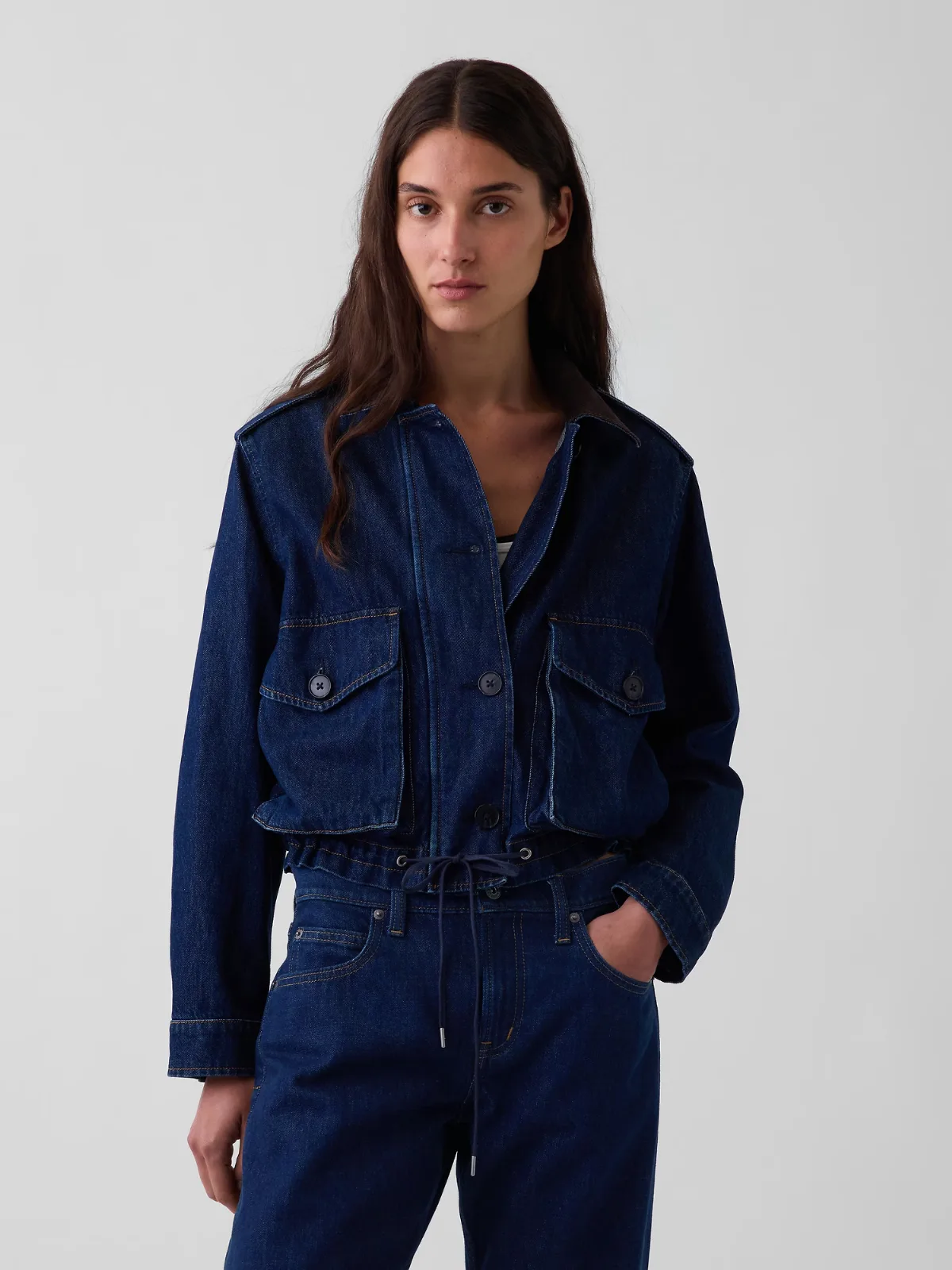 Corduroy-Collar Relaxed Denim Jacket by Gap