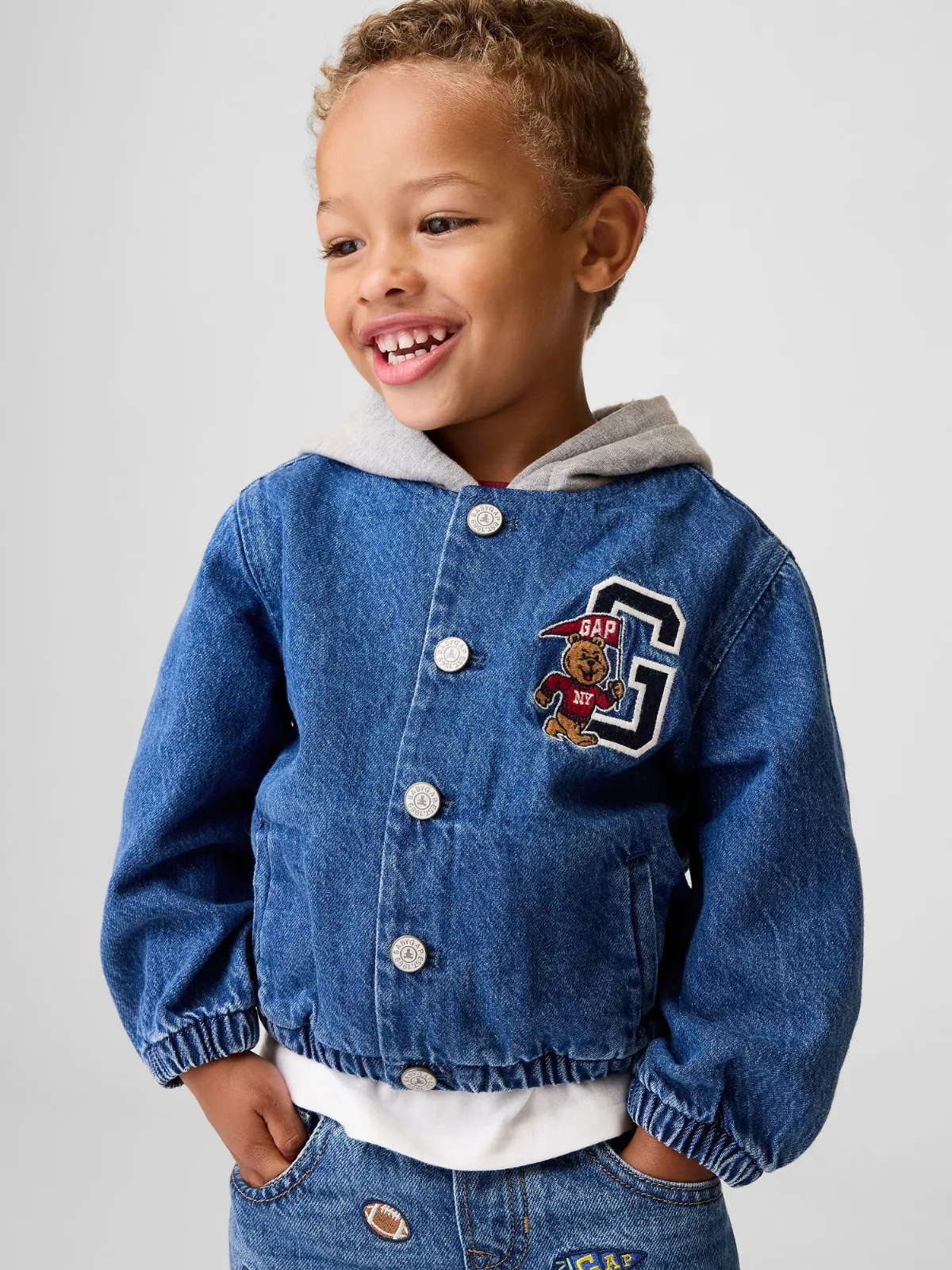 Denim Varsity Bomber Jacket by Gap