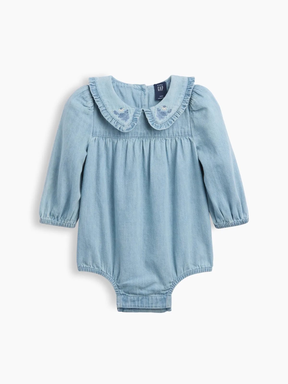 Embroidered Denim Bubble Bodysuit by Gap