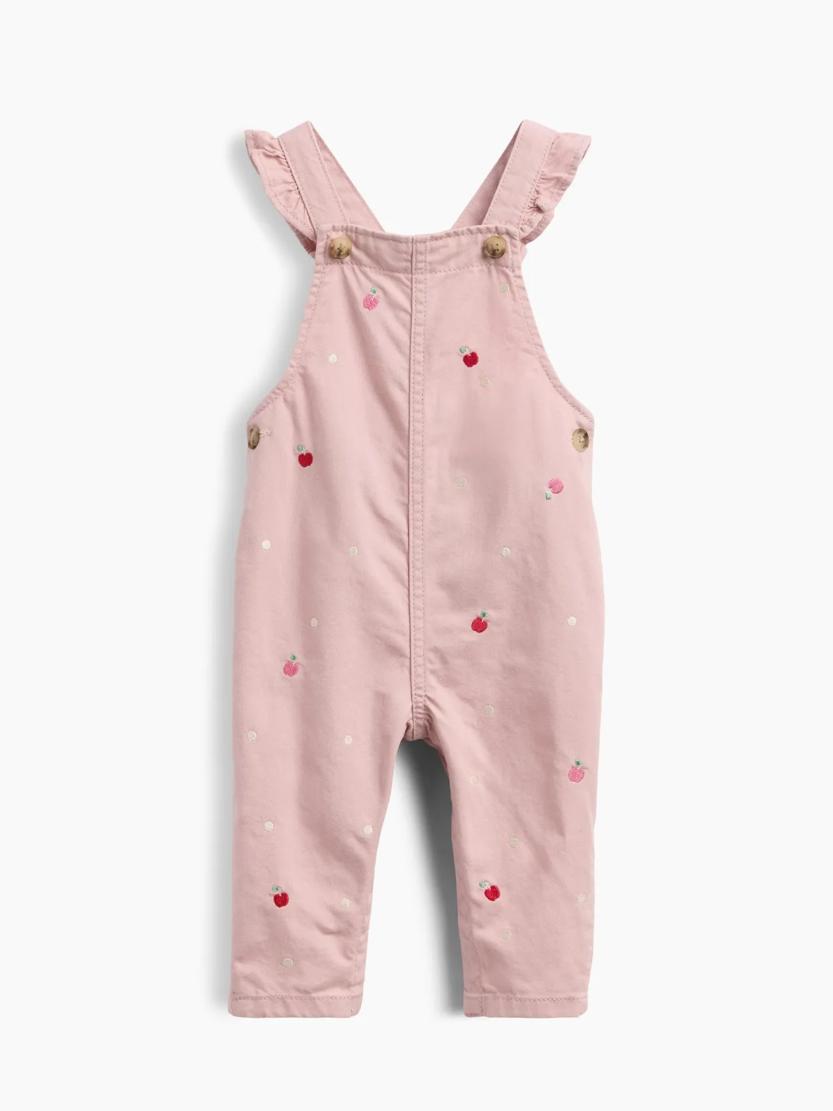 Embroidered Apple Ruffle Overalls by Gap
