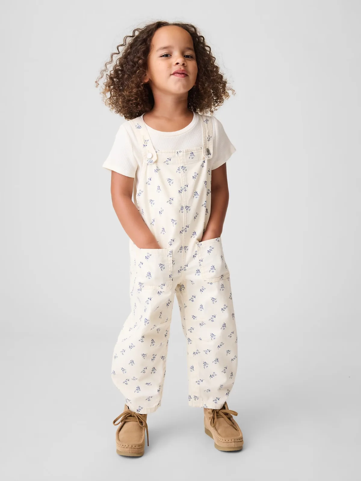 Floral Denim Horseshoe Overalls by Gap