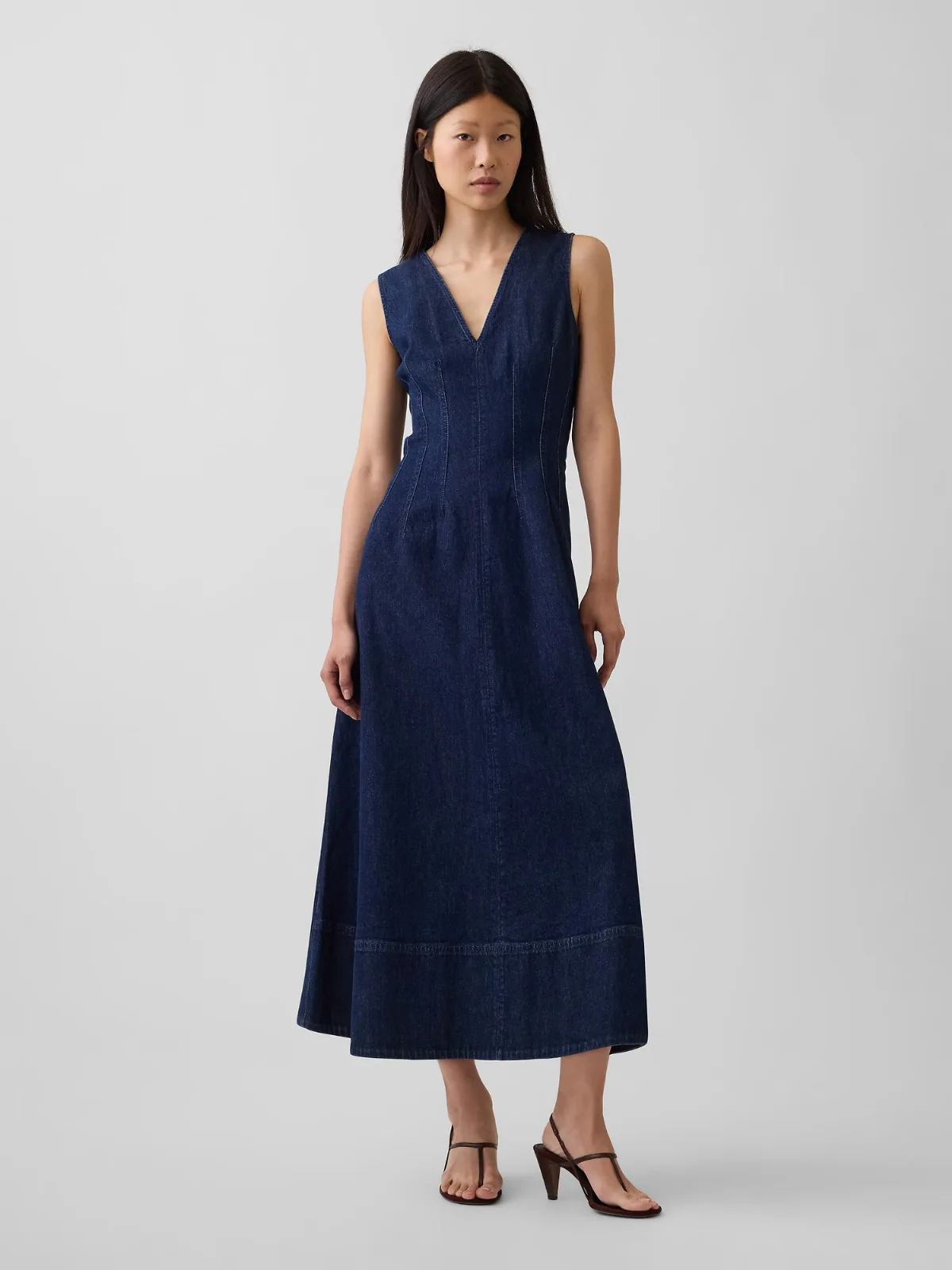 Denim V-Neck Maxi Dress by Gap