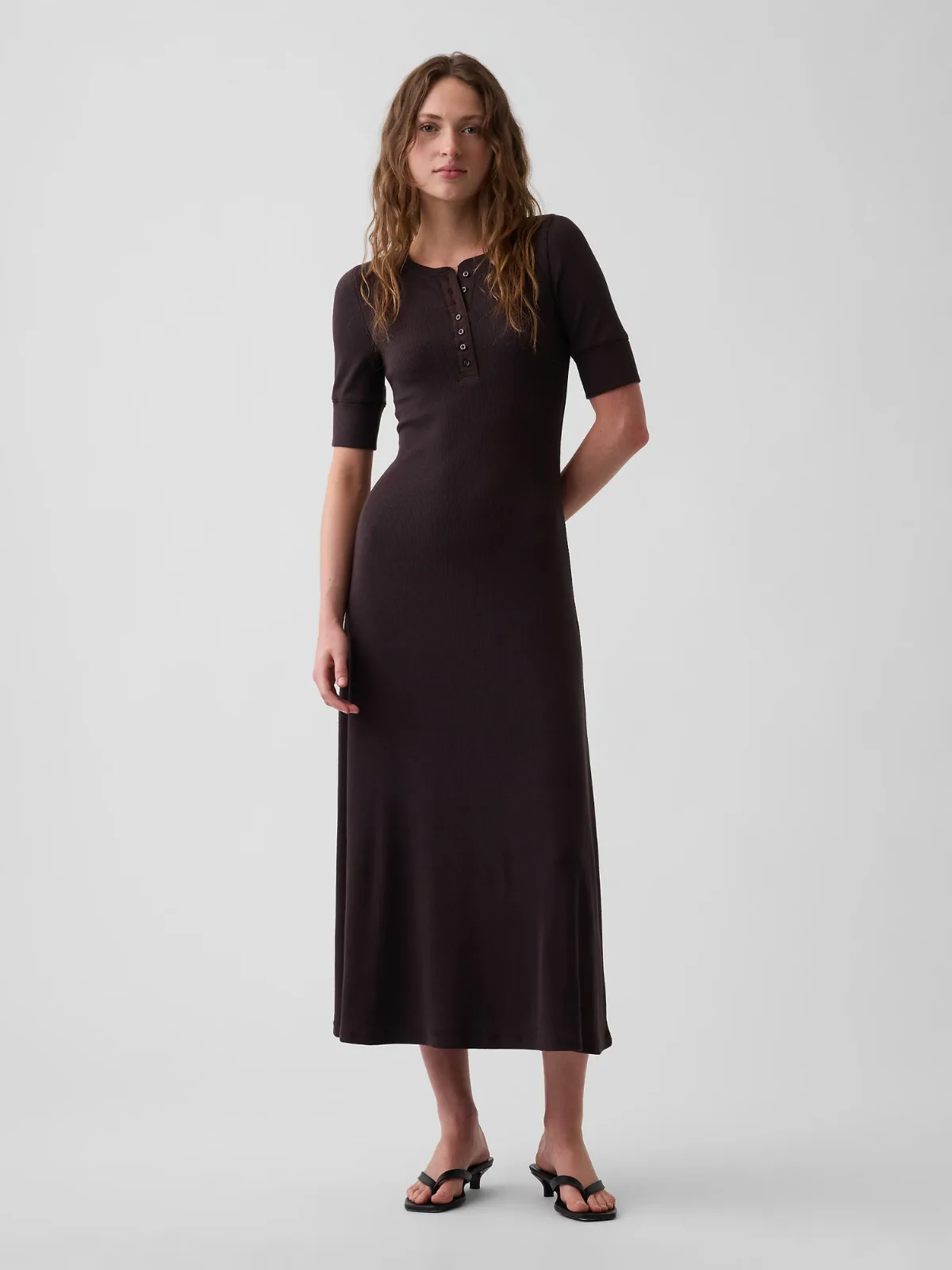 Modern Rib Henley Maxi Dress