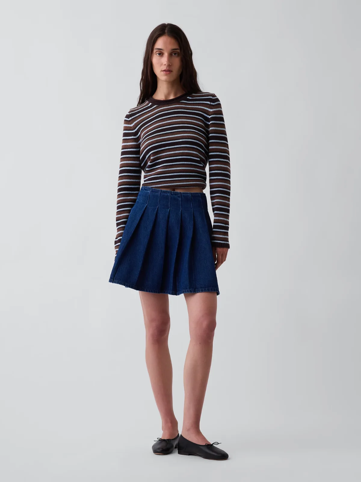 Pleated Denim Mini Skirt by Gap