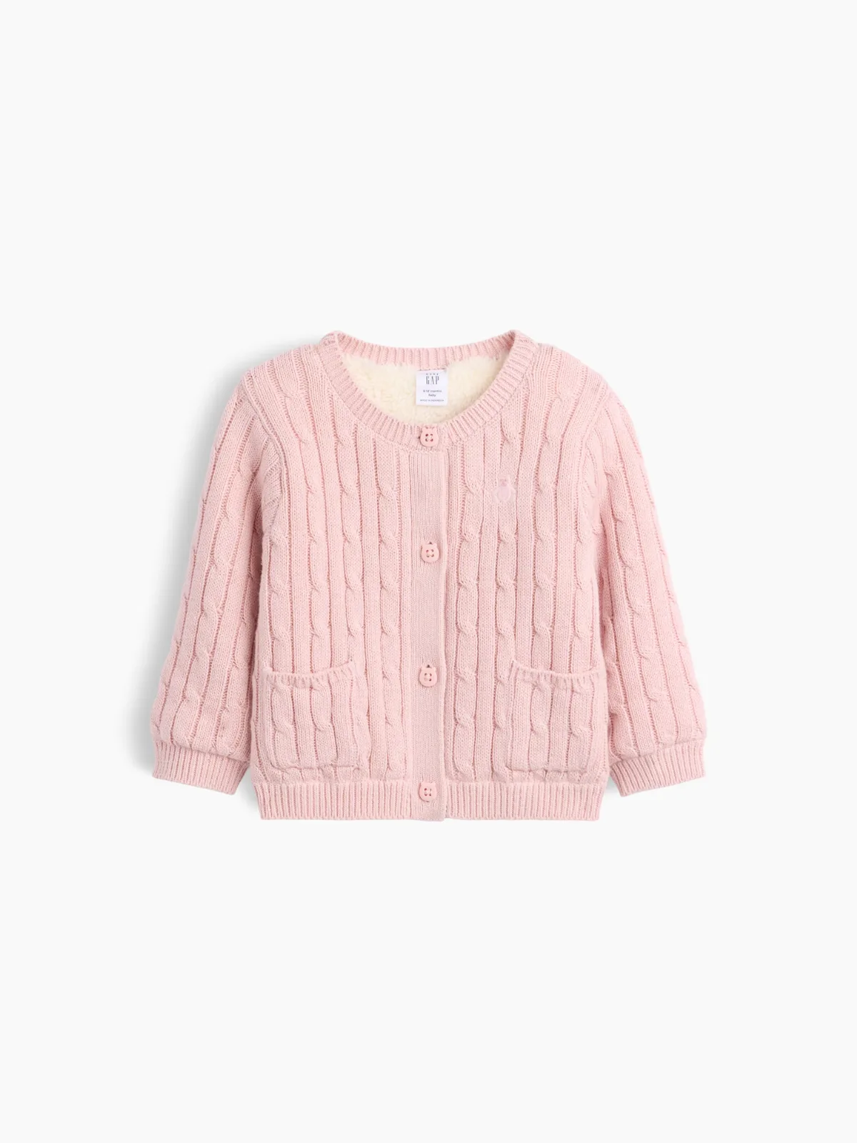 Sherpa-Lined Cable-Knit Cardigan Sweater by Gap