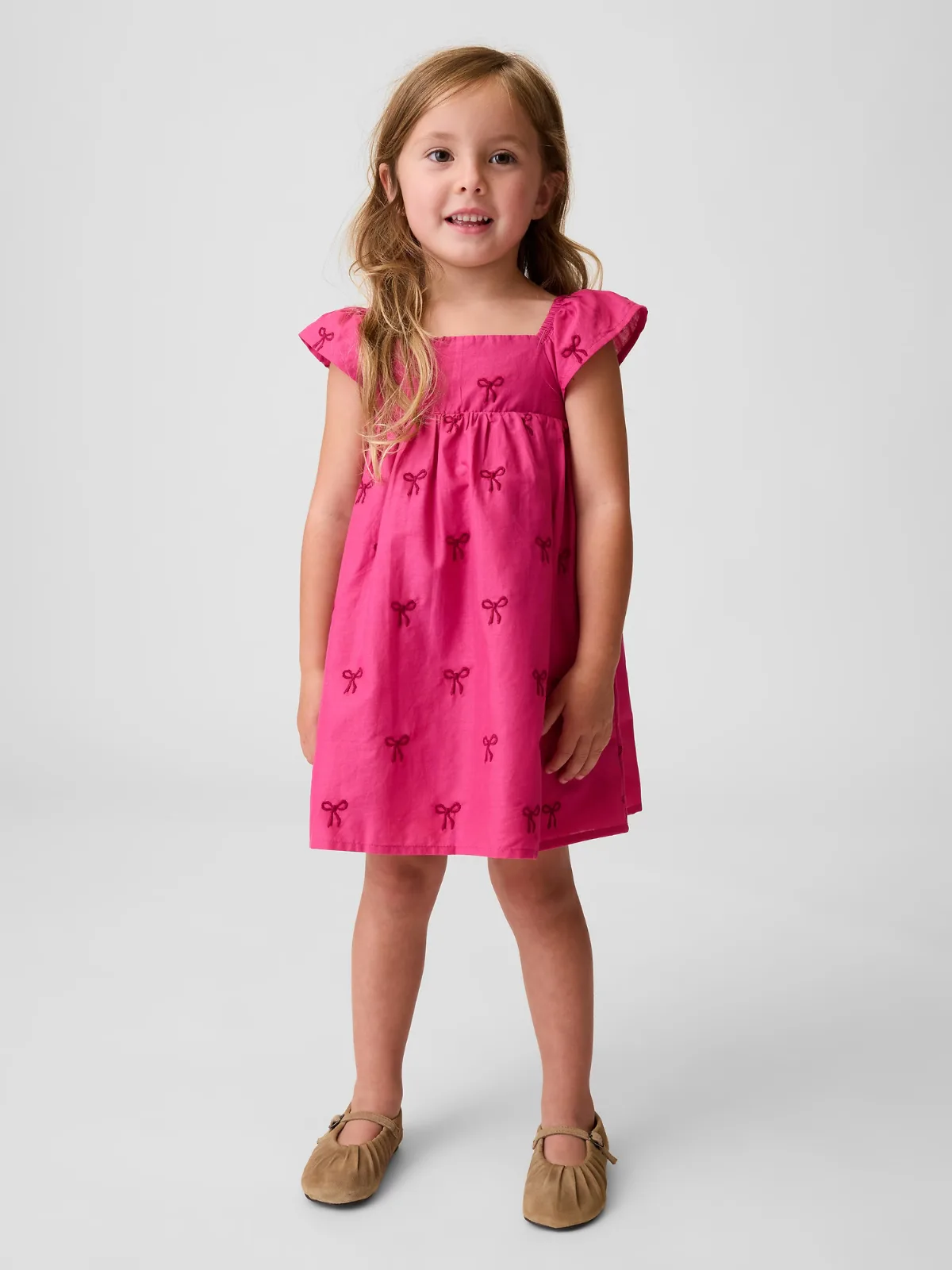 Embroidered Flutter-Sleeve Dress by Gap