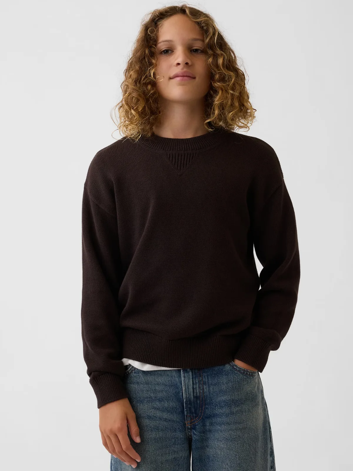 100% Cotton Relaxed Crew Sweater by Gap