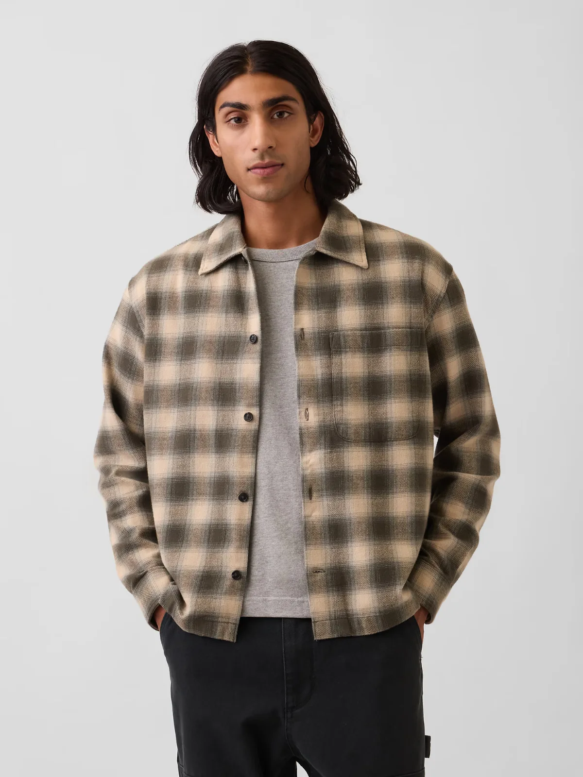 Relaxed Straight-Hem Flannel Shirt by Gap