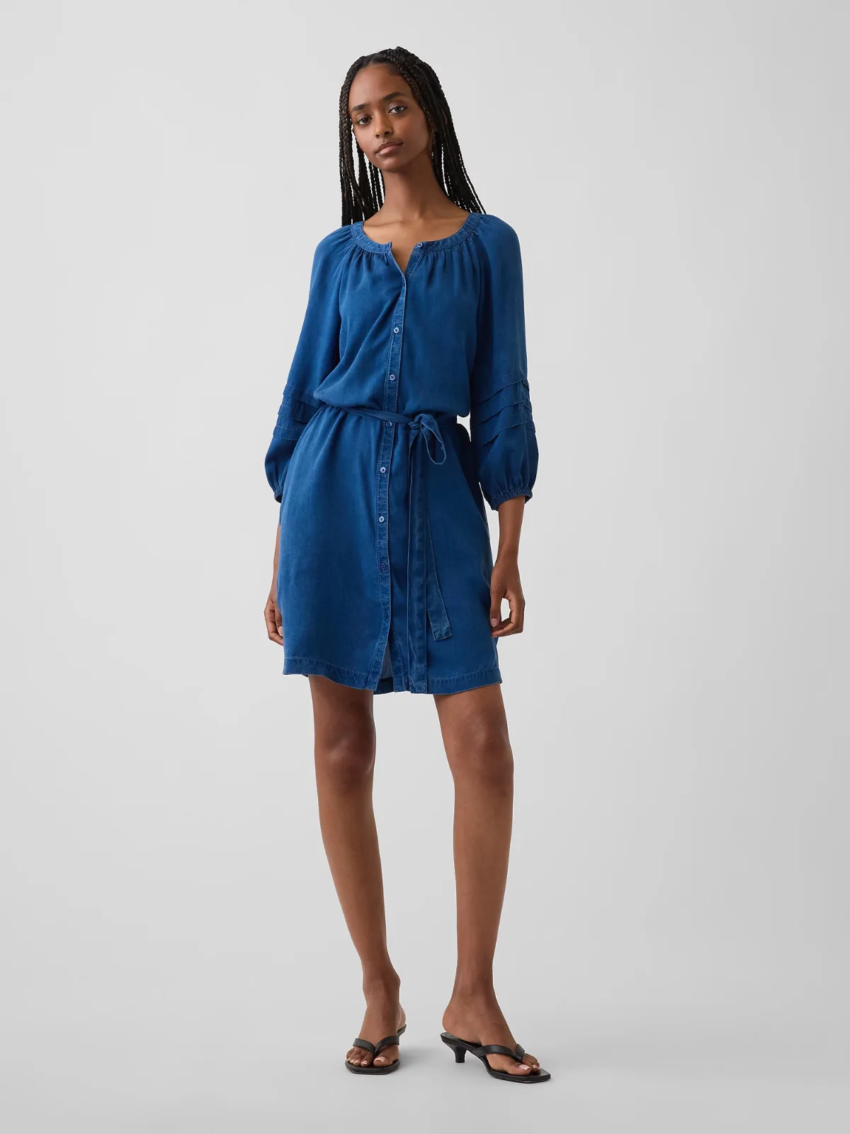 Denim Tie-Waist Mini Shirtdress by Gap