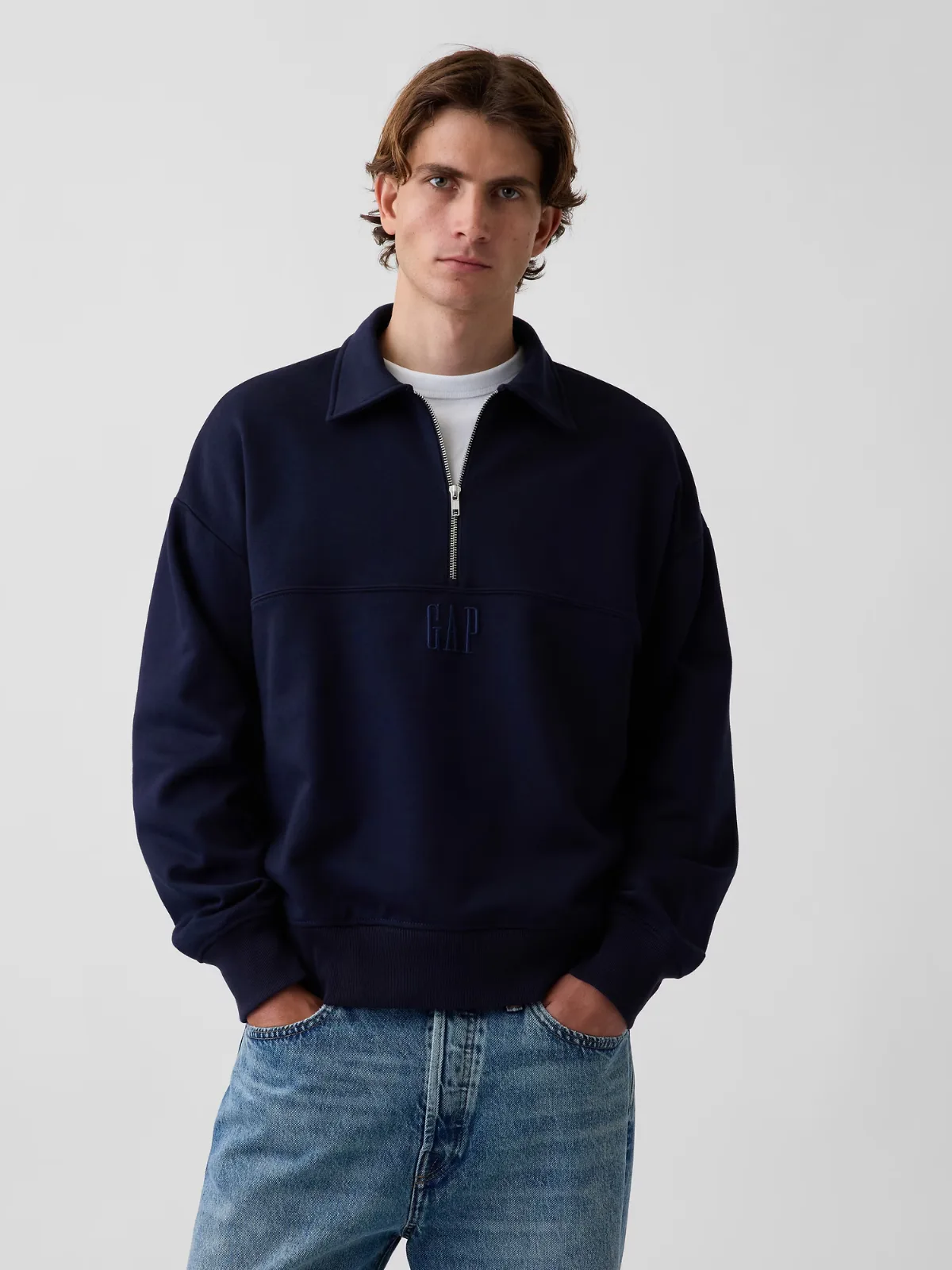 Heavyweight Oversized Logo Half-Zip Pullover