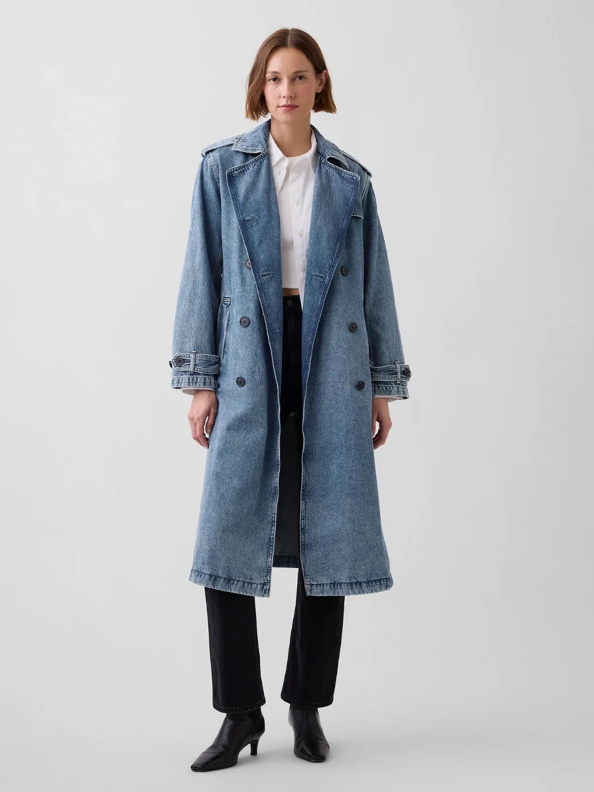 Longline Icon Denim Trench Jacket by Gap