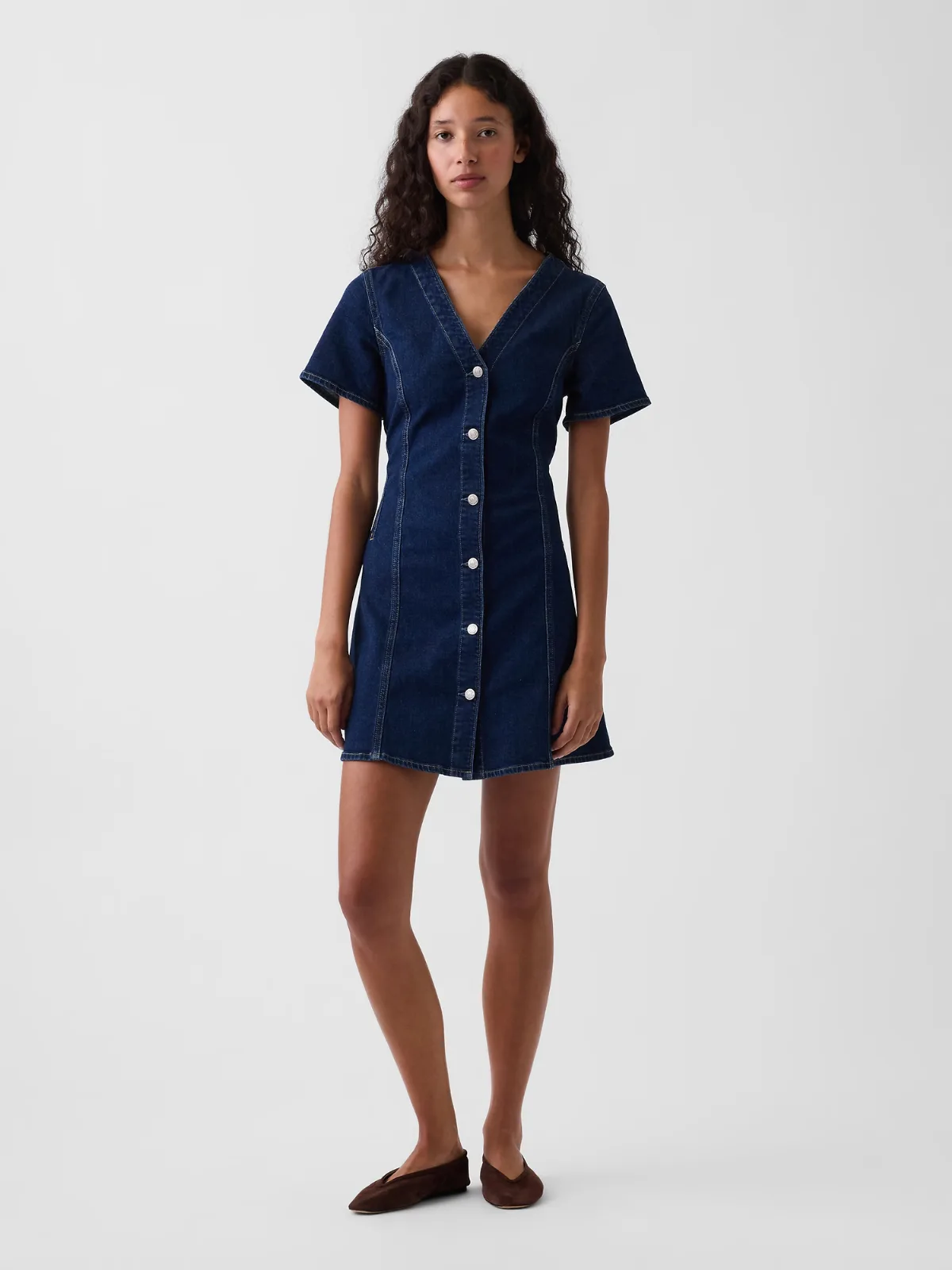 Denim V-Neck Mini Dress by Gap