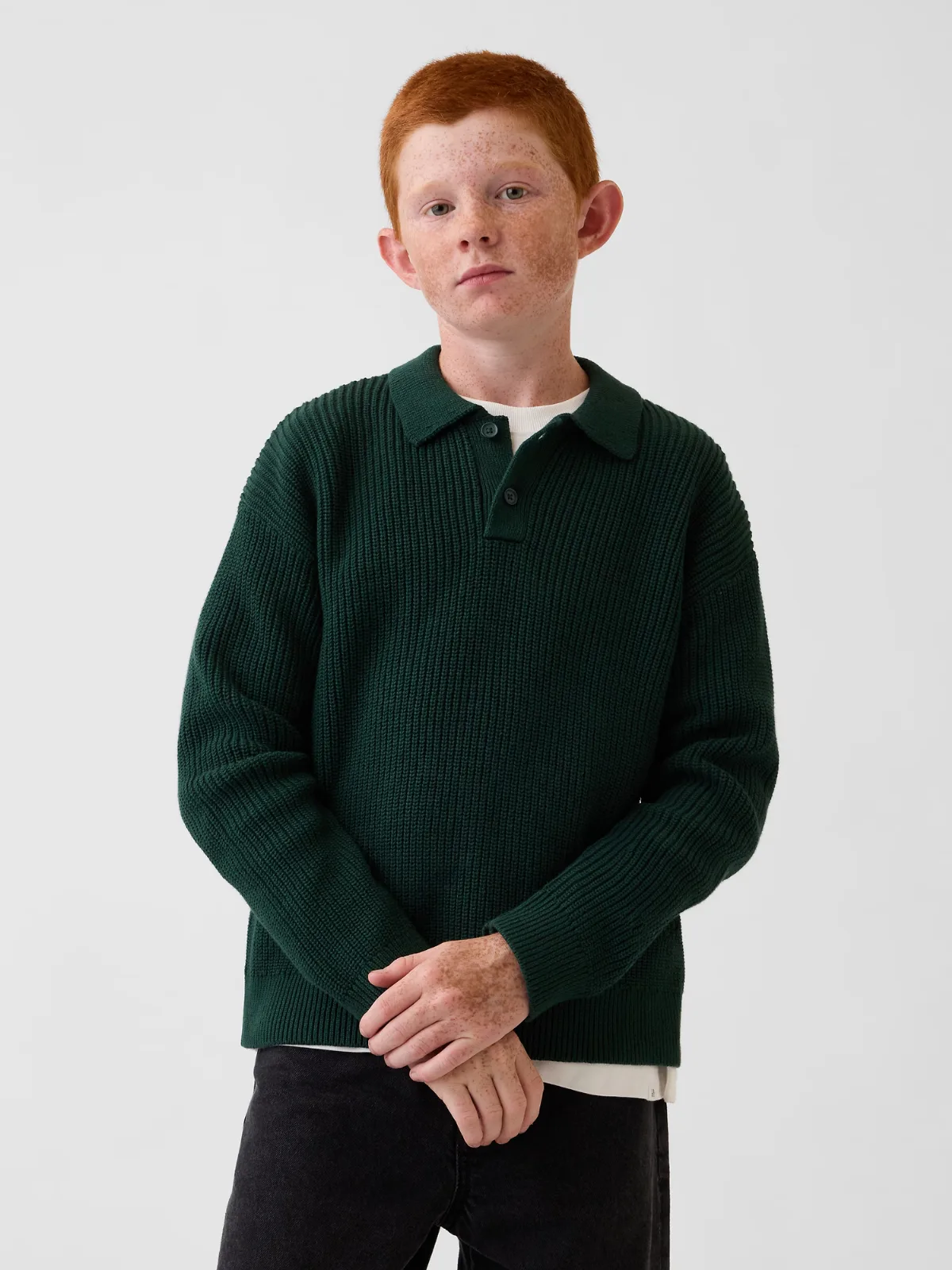 100% Cotton Relaxed Polo Shirt Sweater by Gap
