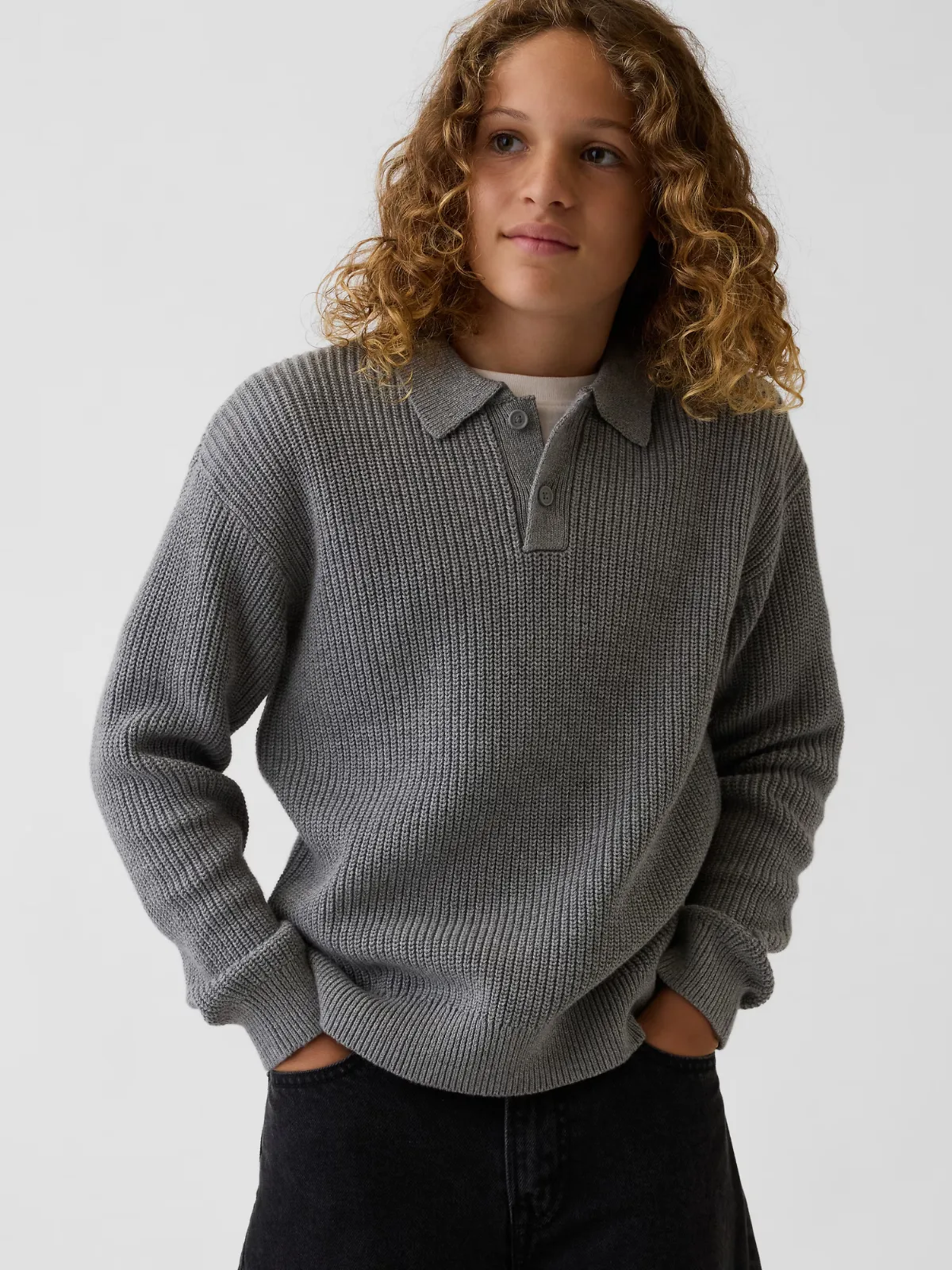 100% Cotton Relaxed Polo Shirt Sweater by Gap