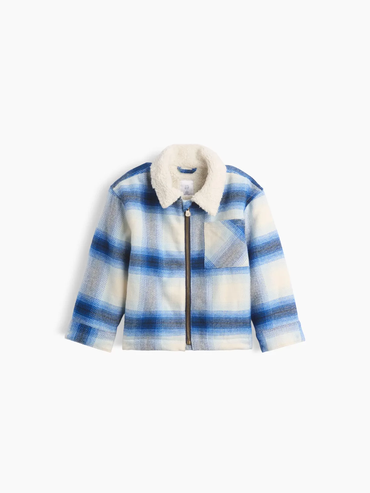 Sherpa-Lined Flannel Zip Shirt Jacket by Gap