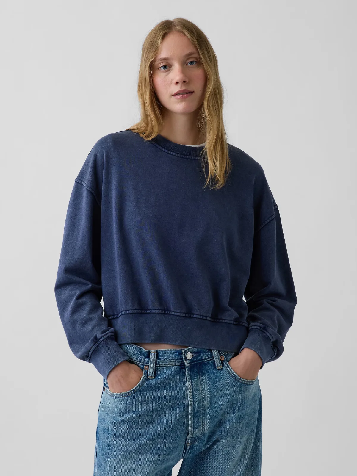 VintageSoft Terry Oversized Wedge Side-Slit Sweatshirt by Gap