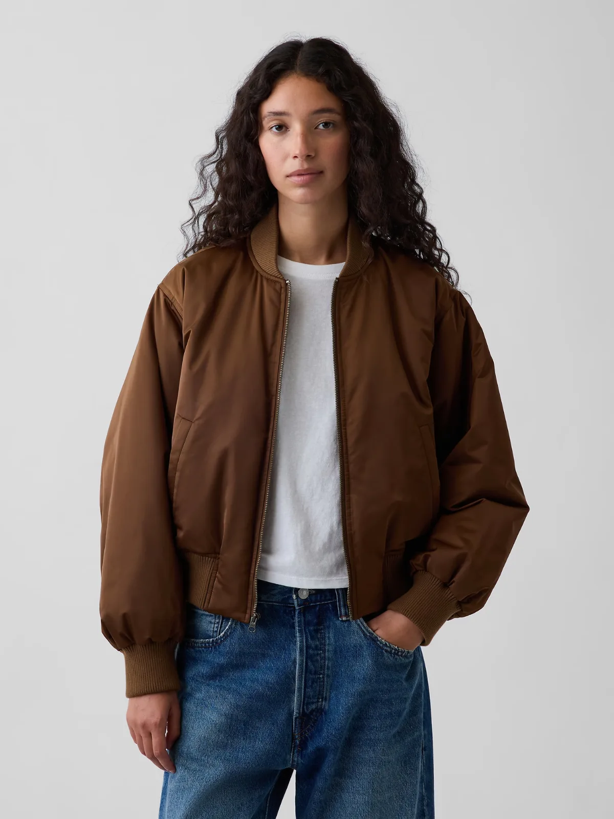 Padded Satin Bomber Jacket by Gap