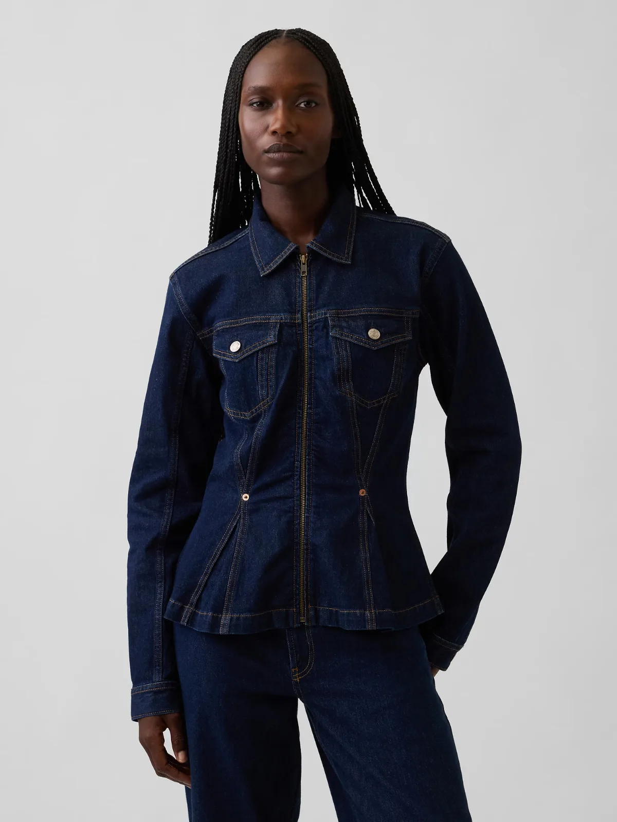 Denim Zip Peplum Jacket by Gap