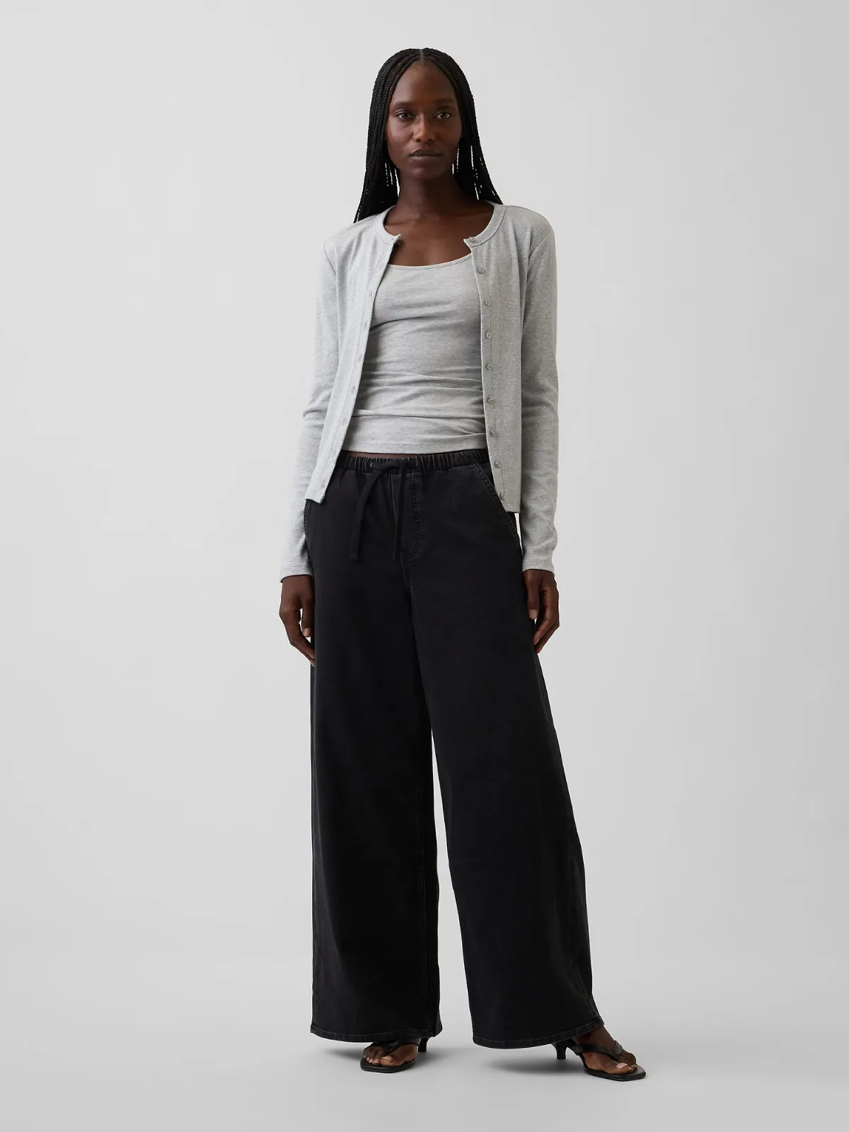 Mid Rise Knit Easy Baggy Jeans