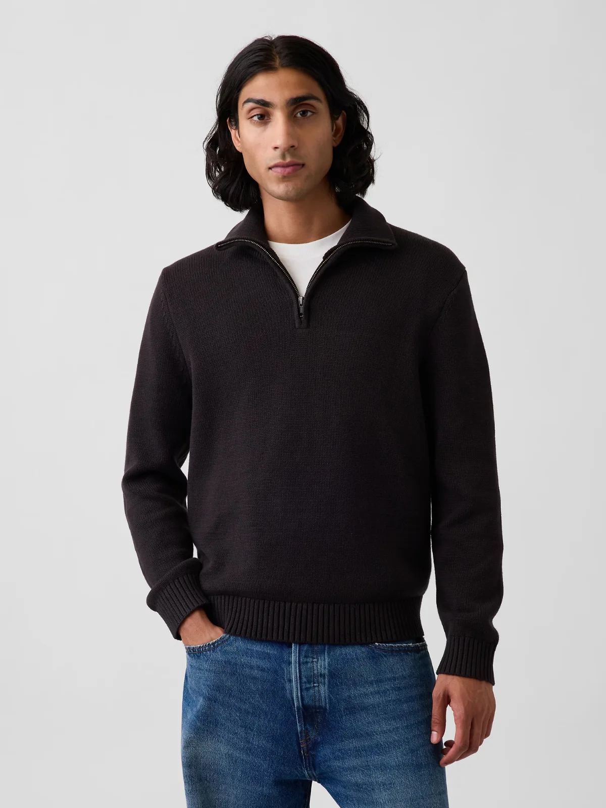 Relaxed Quarter-Zip Sweater by Gap