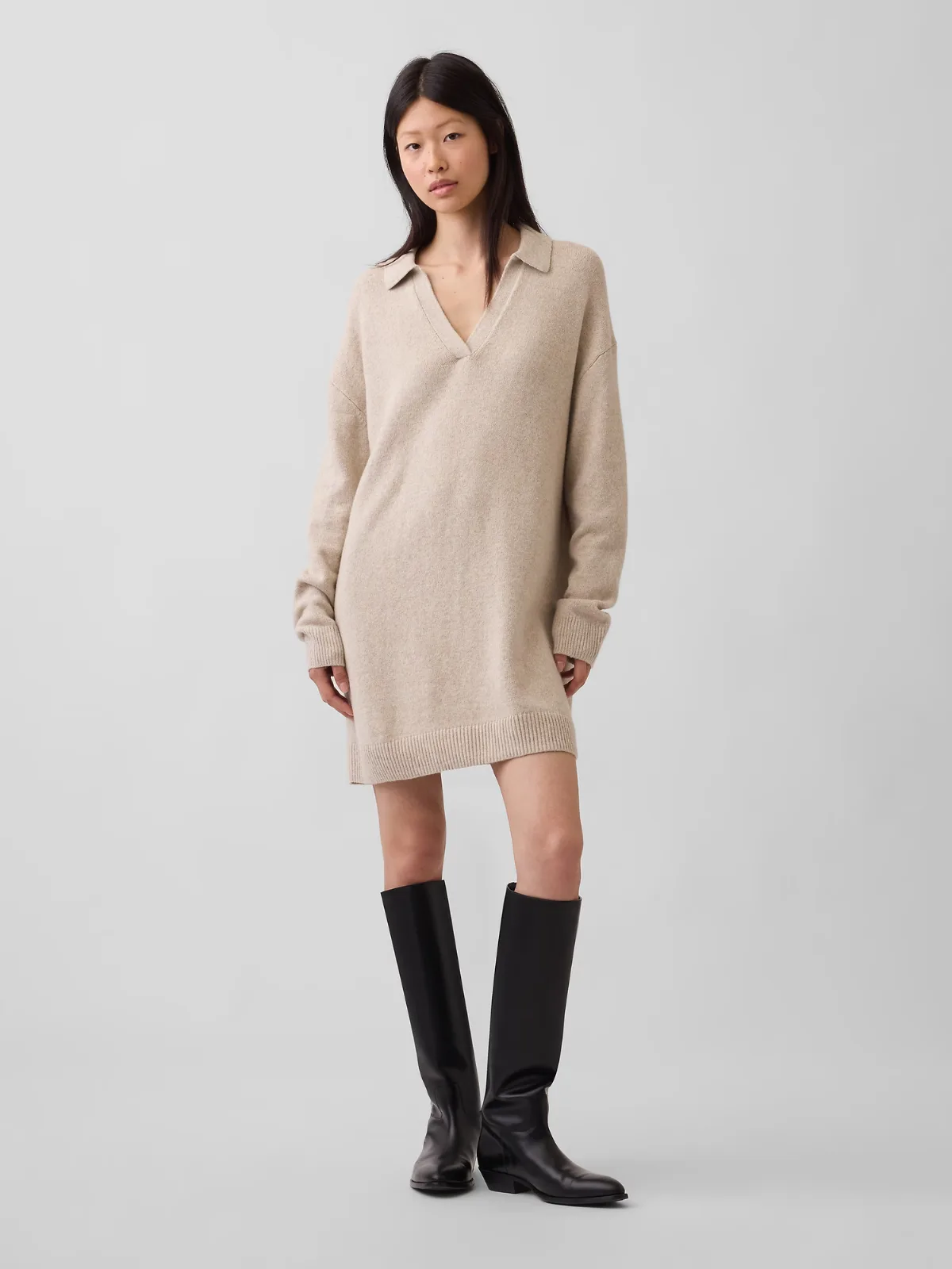 CashSoft Oversized Polo Shirt Sweater Mini Dress by Gap
