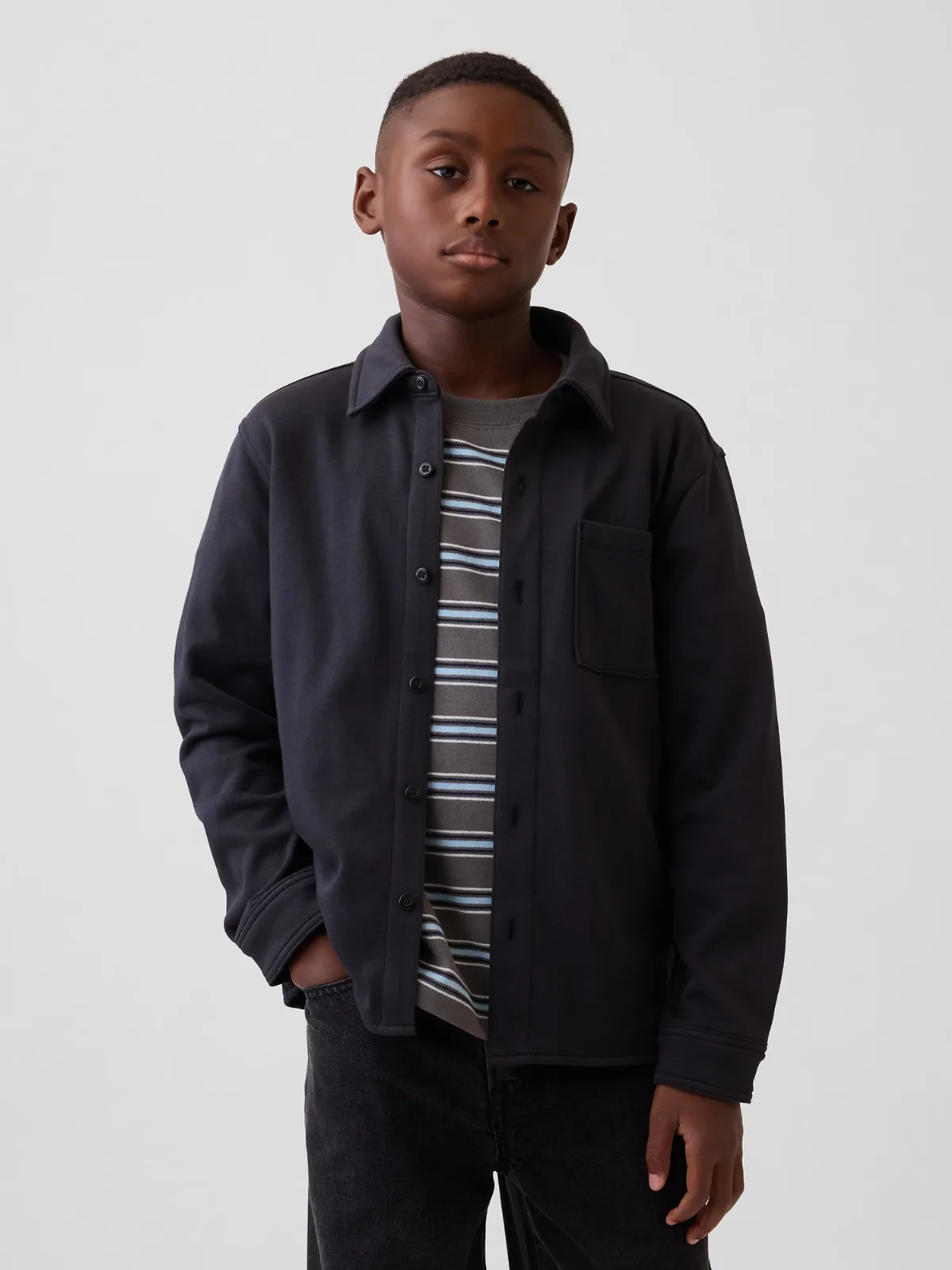 VintageSoft Terry Button-Front Shirt by Gap