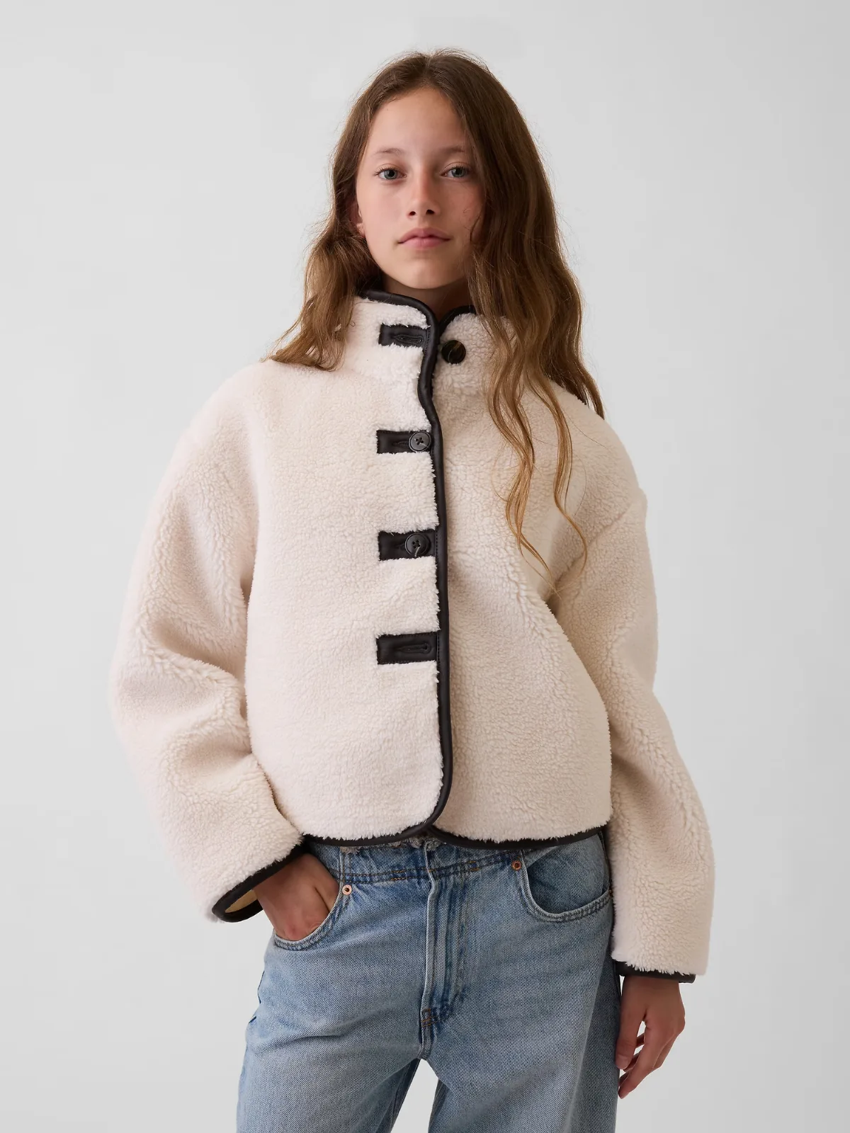 Relaxed Crop Sherpa Jacket by Gap
