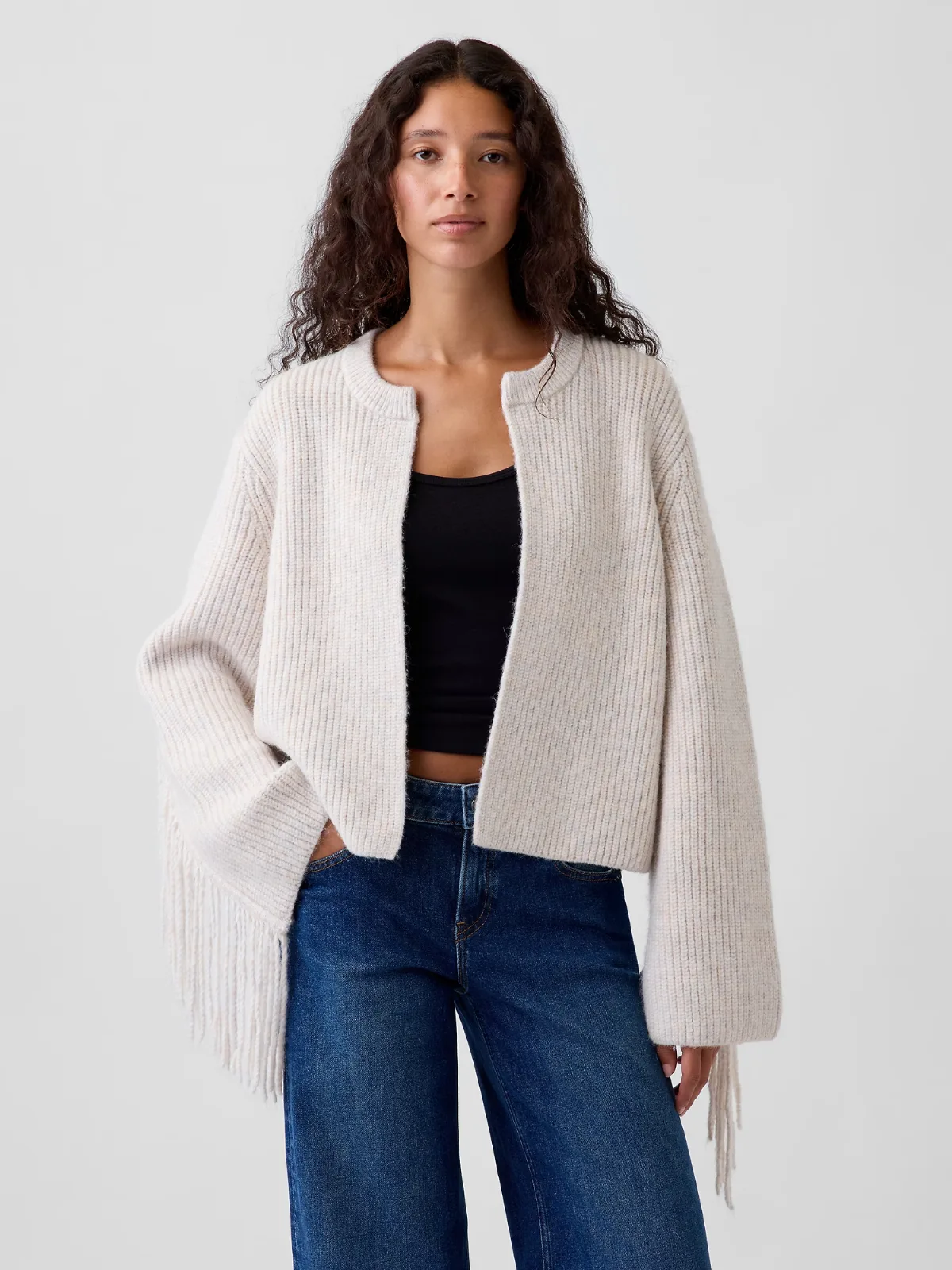 Relaxed Fringe Sweater Cardigan by Gap