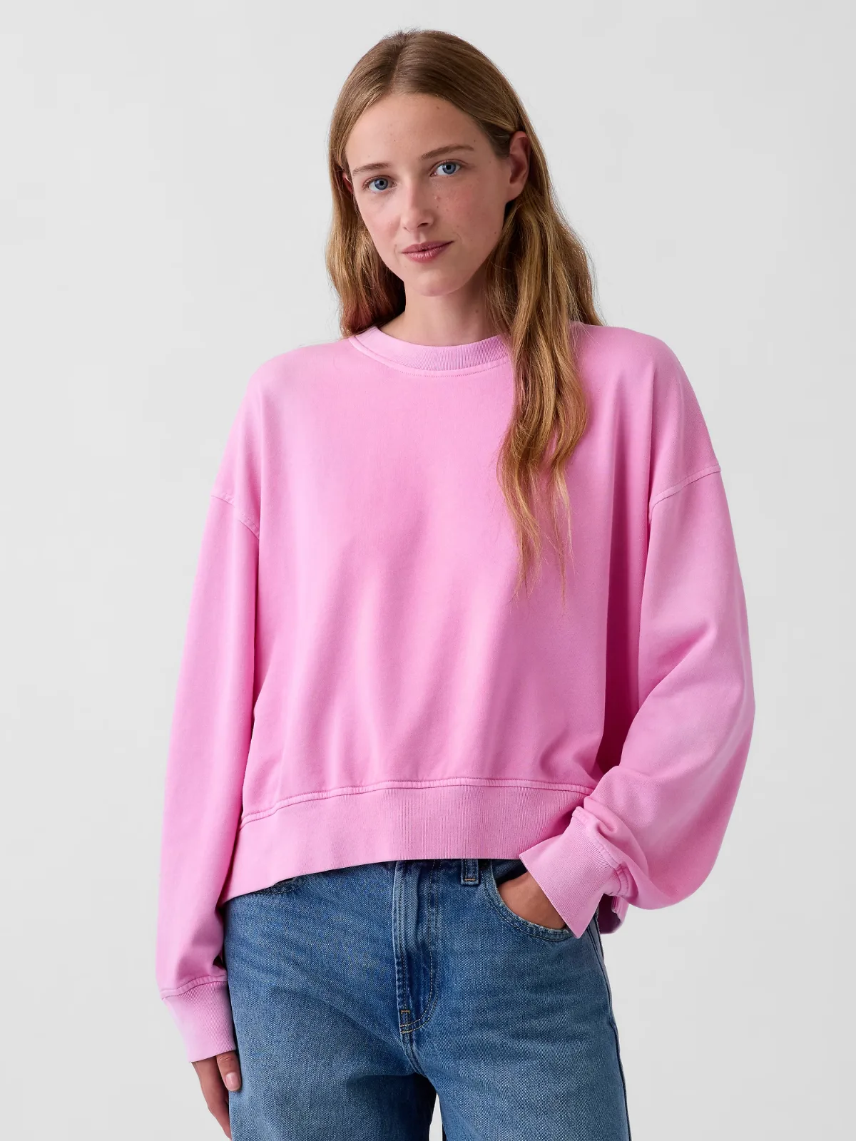 VintageSoft Terry Oversized Wedge Side-Slit Sweatshirt by Gap