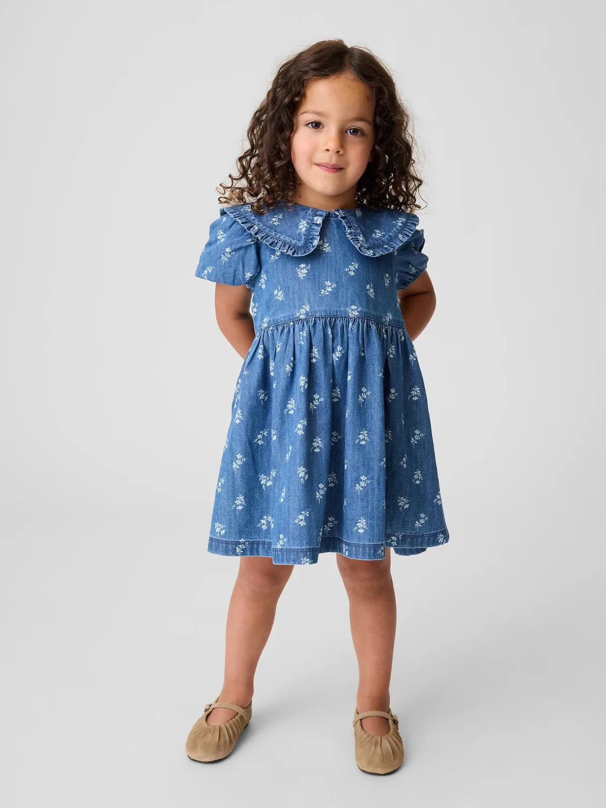 Denim Collared Floral Dress by Gap