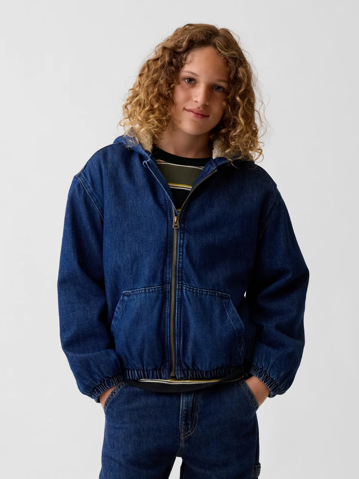 Sherpa-Lined Hooded Canvas Jacket by Gap