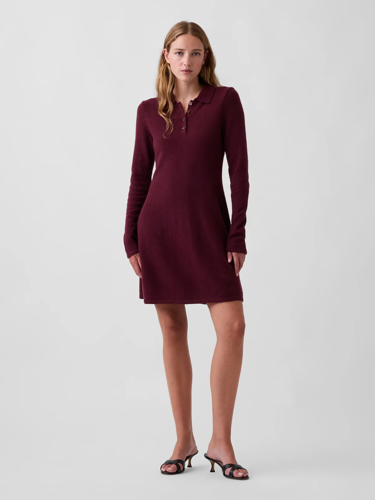 CashSoft Polo Shirt Sweater Mini Dress