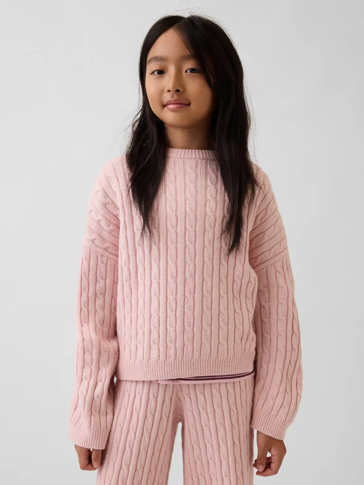 CashSoft Cable-Knit Oversized Crew Sweater by Gap